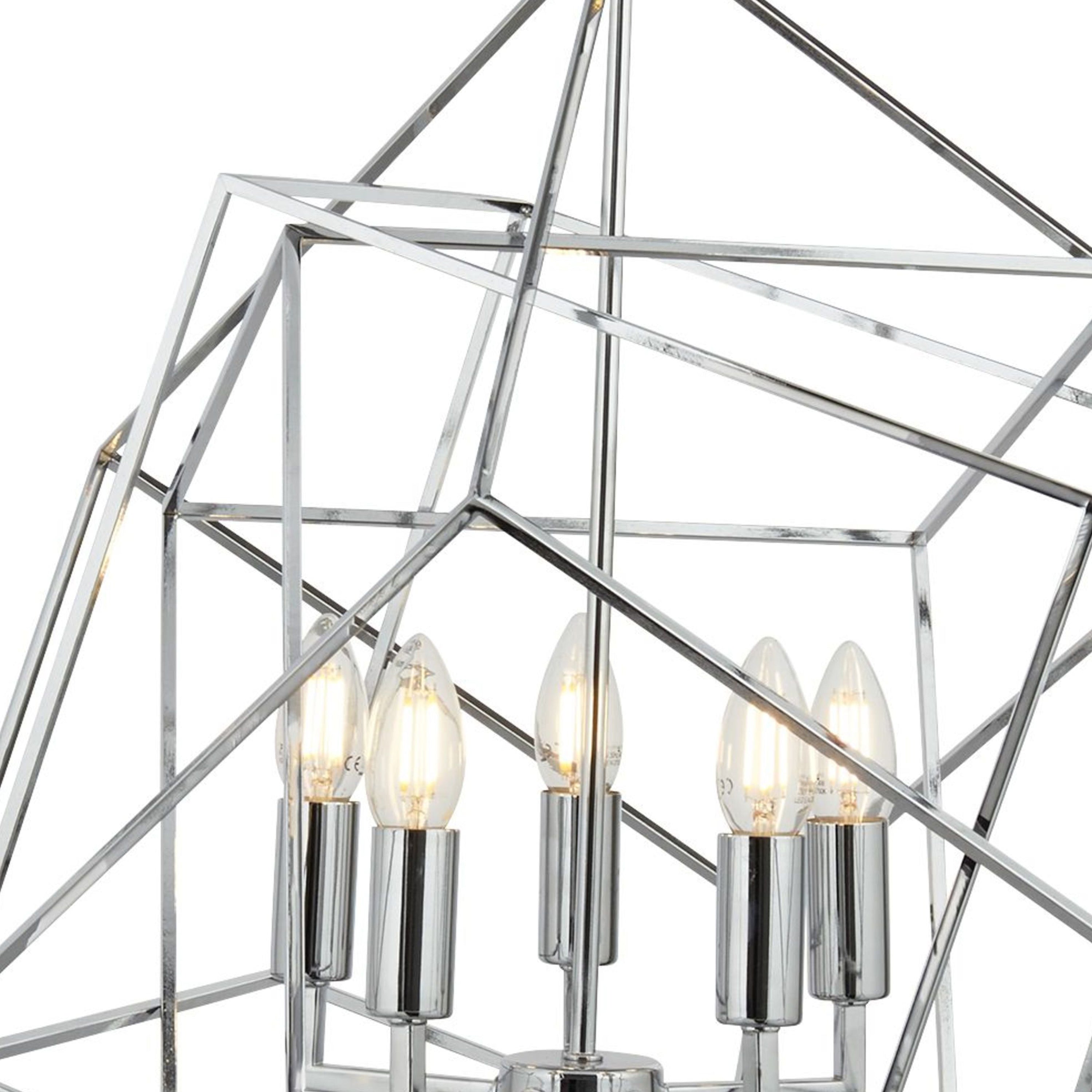 Searchlight Chaloner 5 Light Pendant, Geometric Chaloner Frame, Chrome