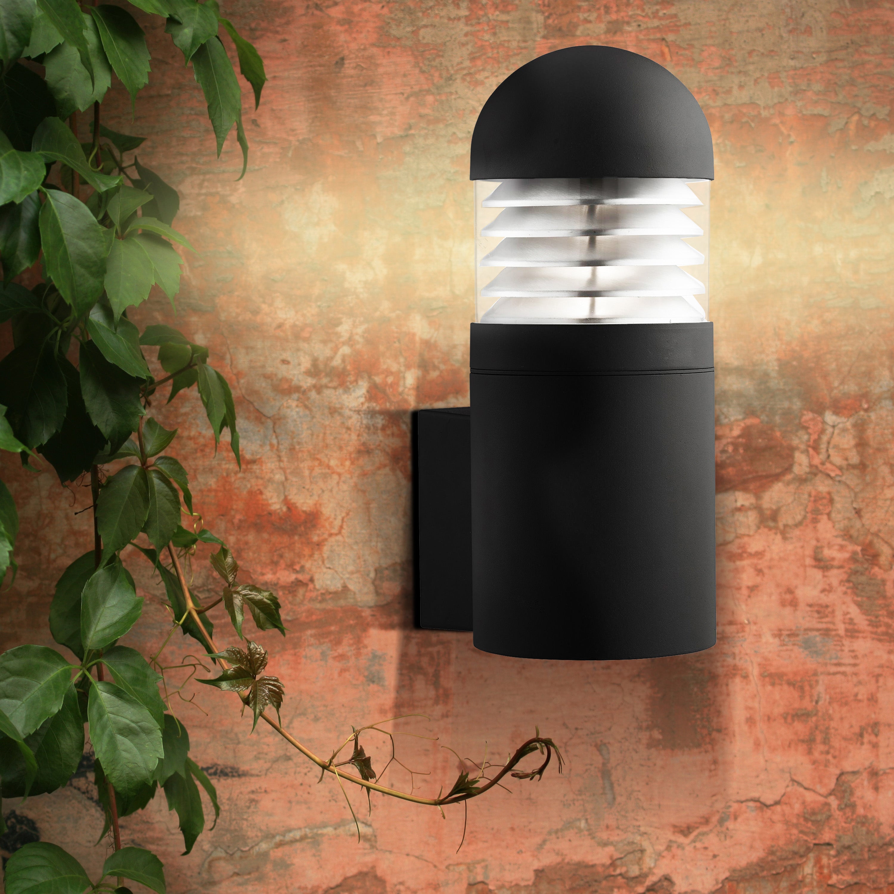 Searchlight Burnall Outdoor Wall Light - Black with Polycarbonate Diffuser