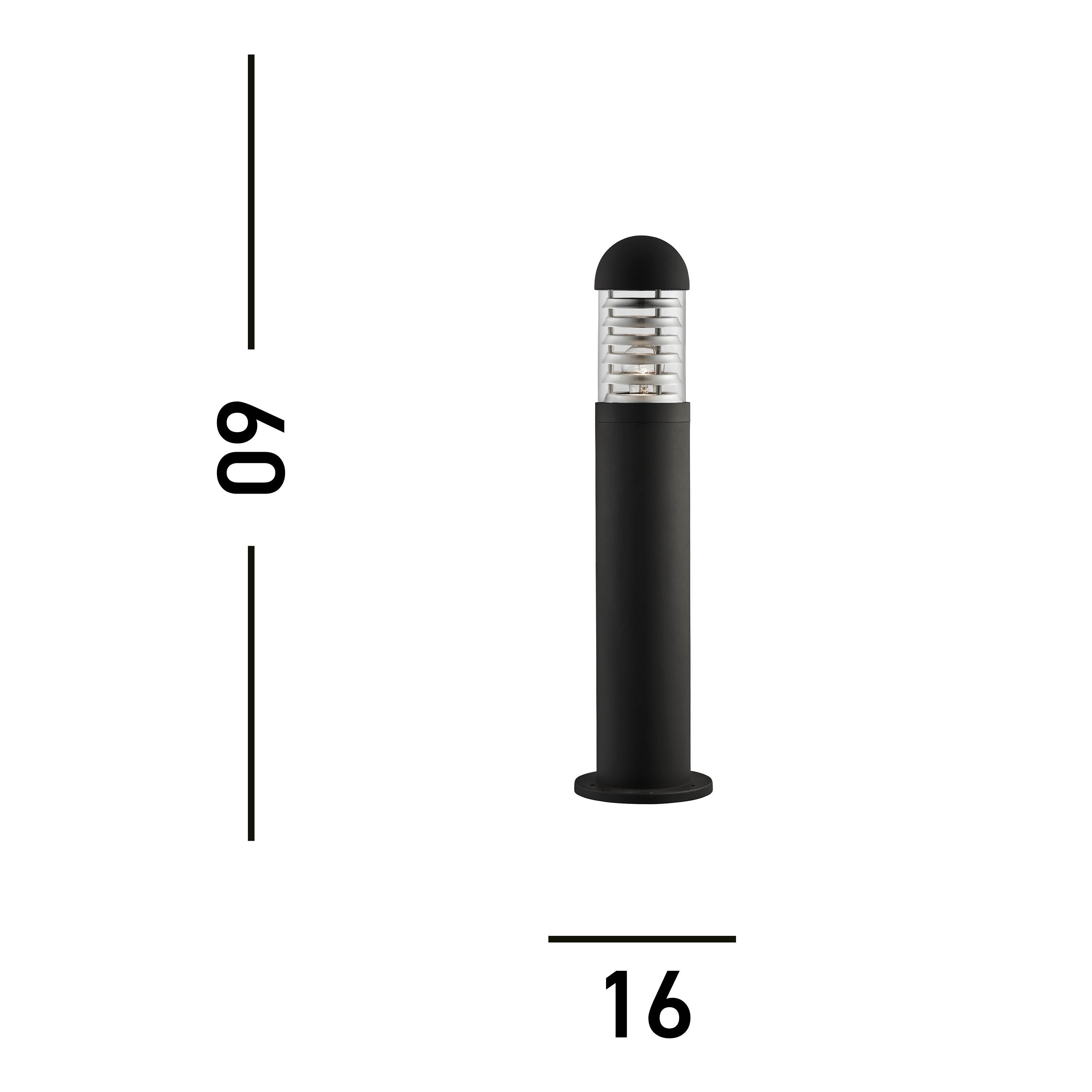 Searchlight Burnall 60cm Outdoor Bollard - Black Aluminium & Clear Diffuser