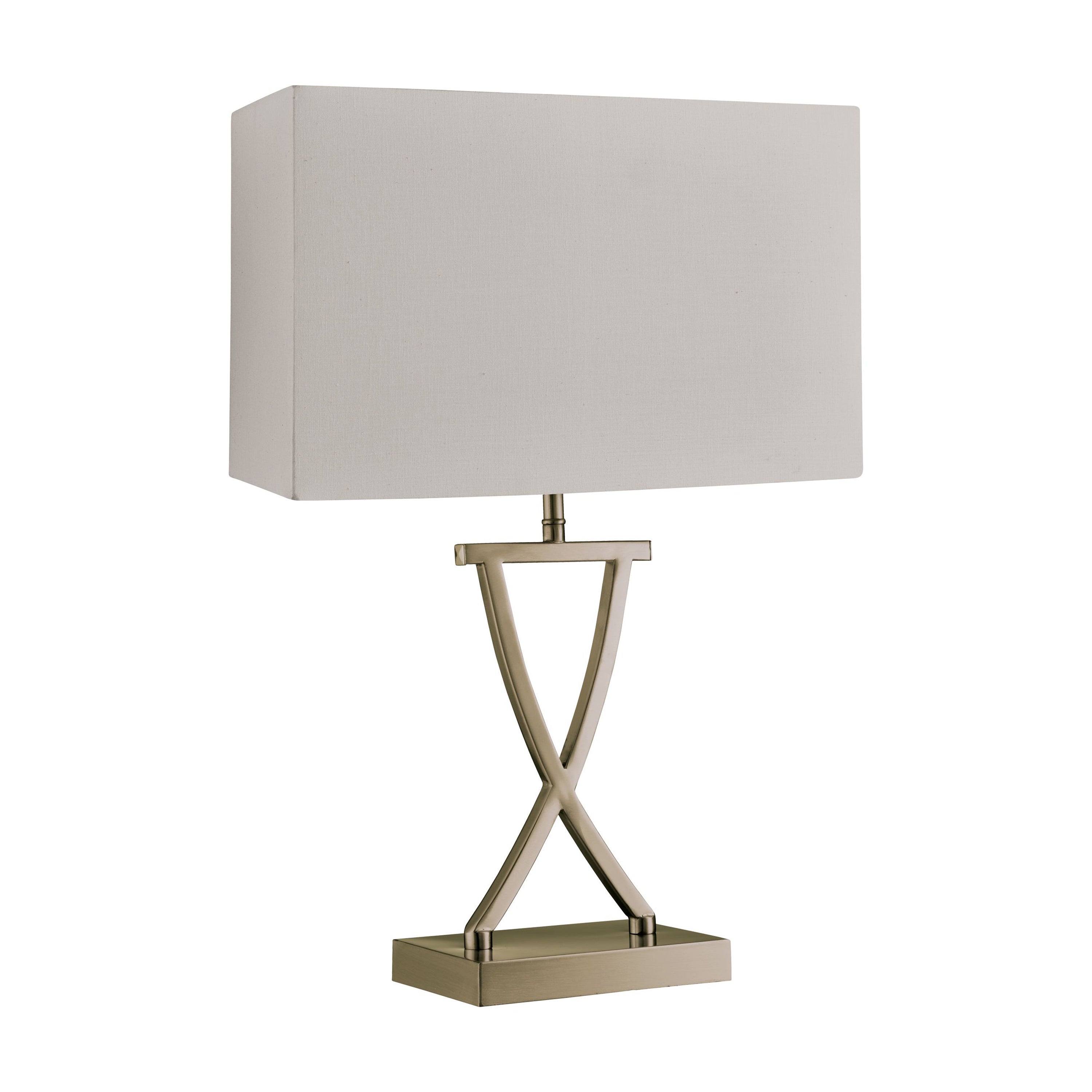 Searchlight Carolina Table Lamp, Antique Brass, Cream Rectangle Shade