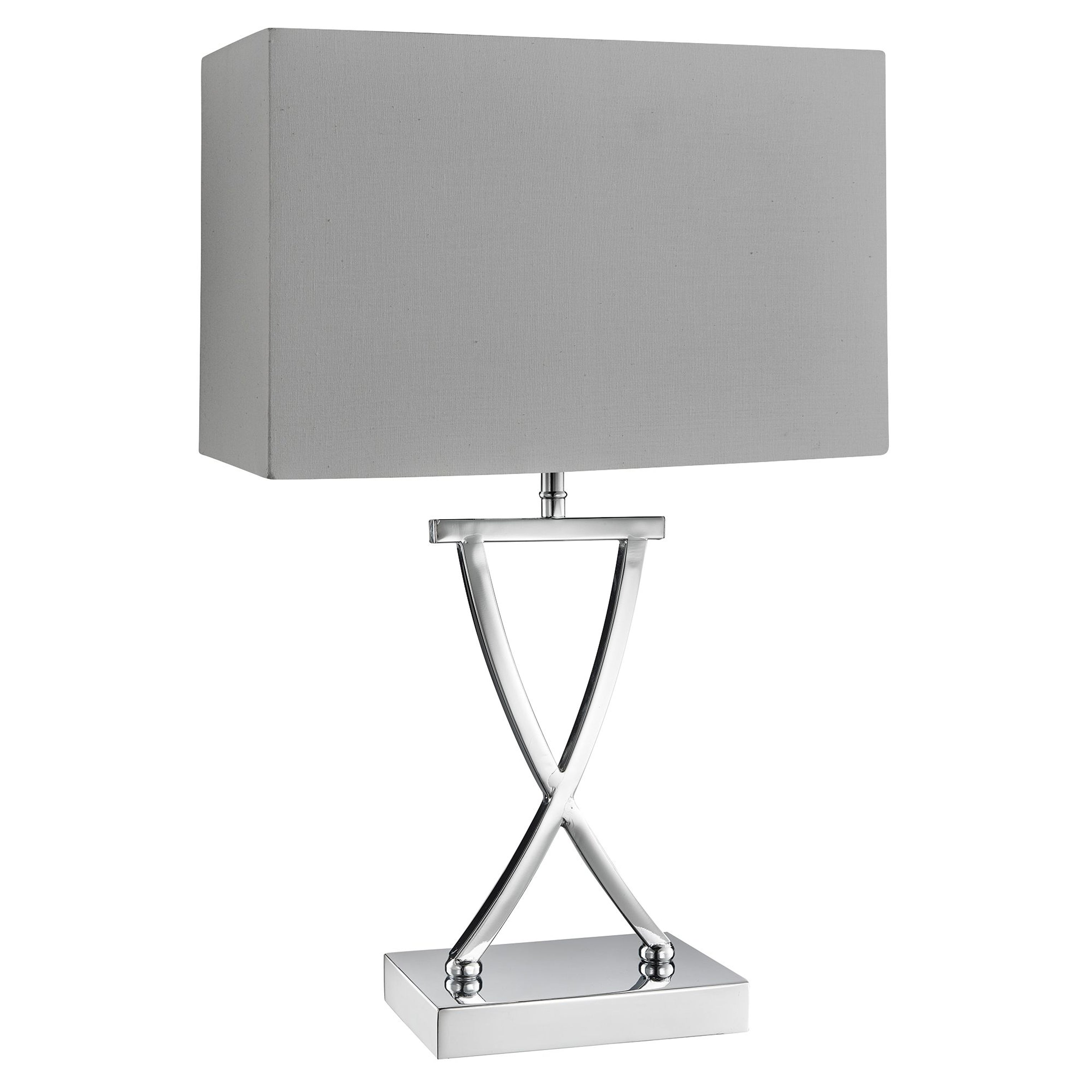 Searchlight Carolina Table Lamp, Chrome, White Rectangle Shade