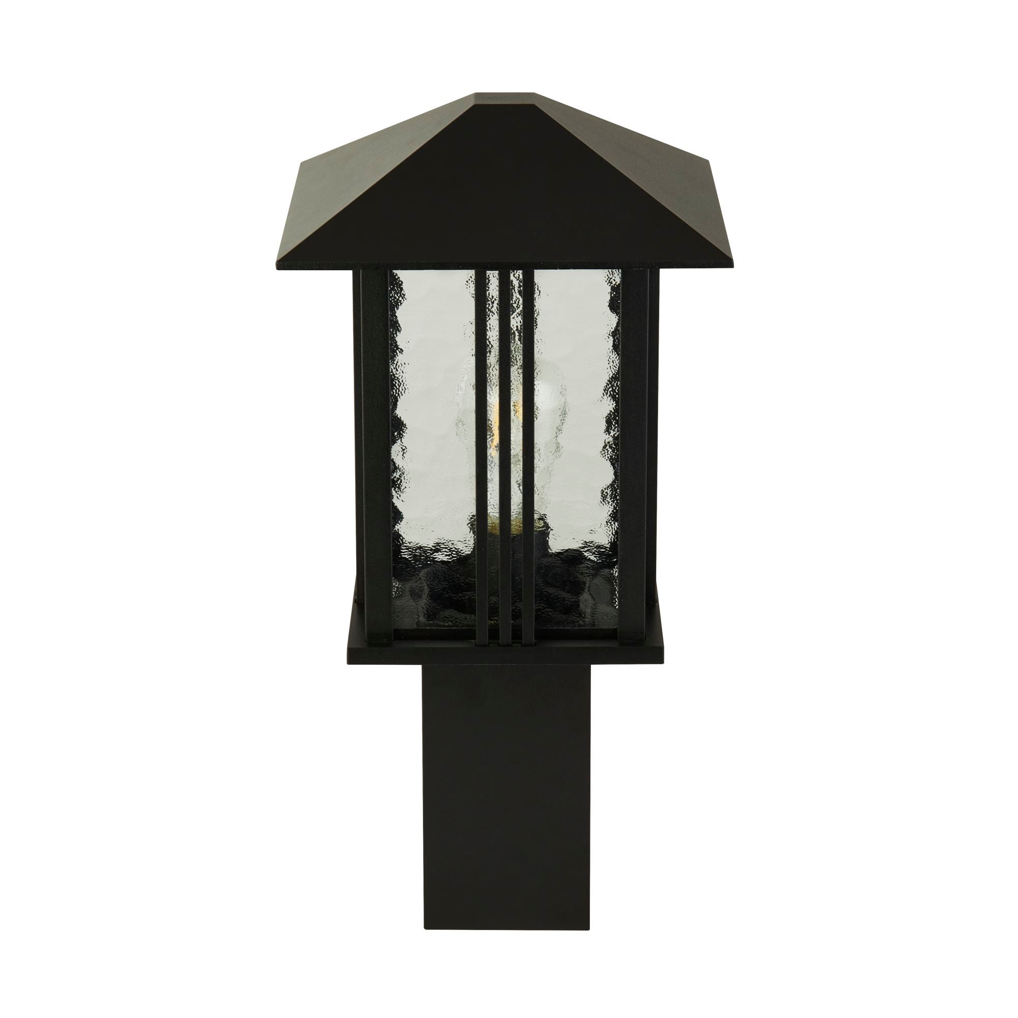 Searchlight Vickers 450mm Outdoor Post - Matt Black & Water Glass - IP44