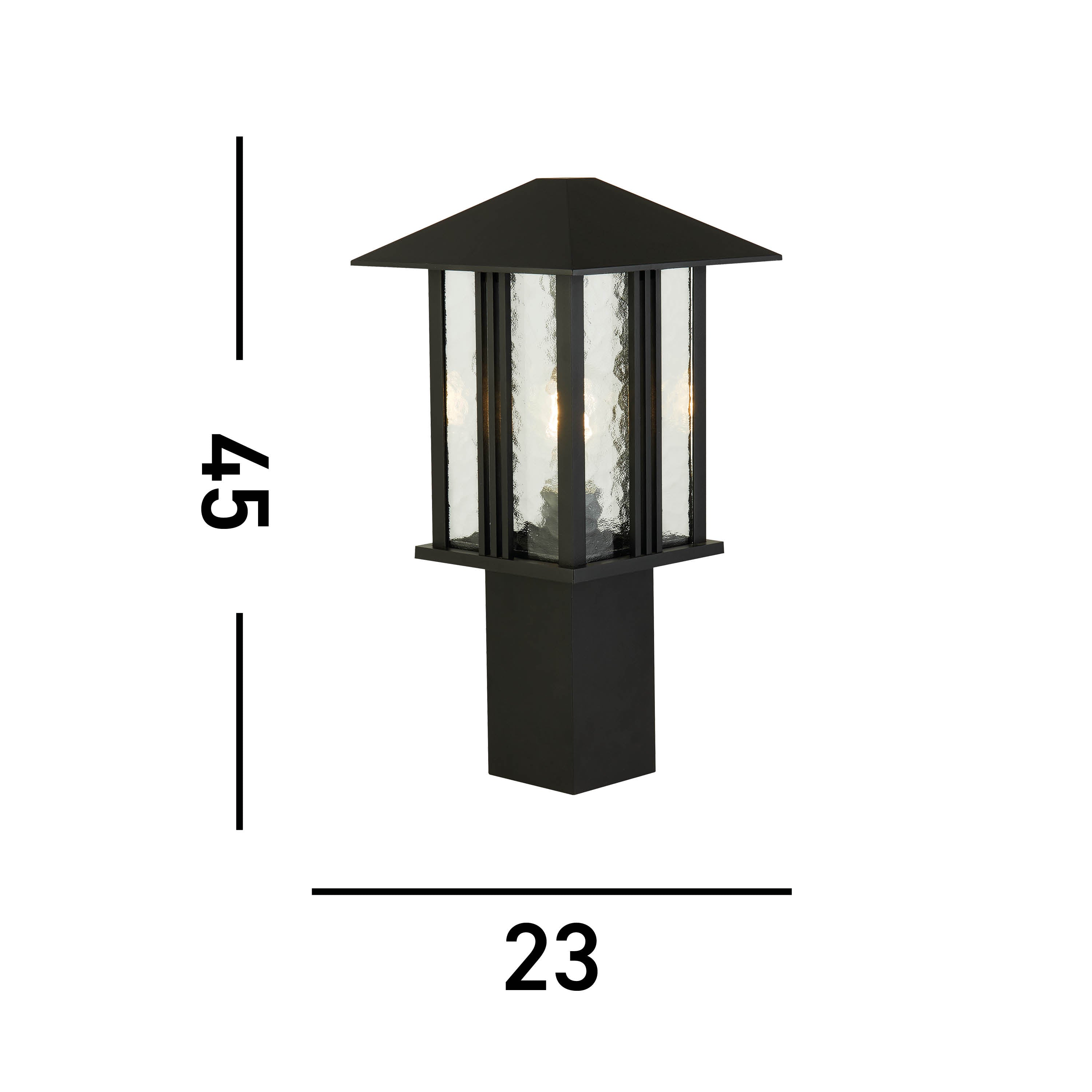Searchlight Vickers 450mm Outdoor Post - Matt Black & Water Glass - IP44