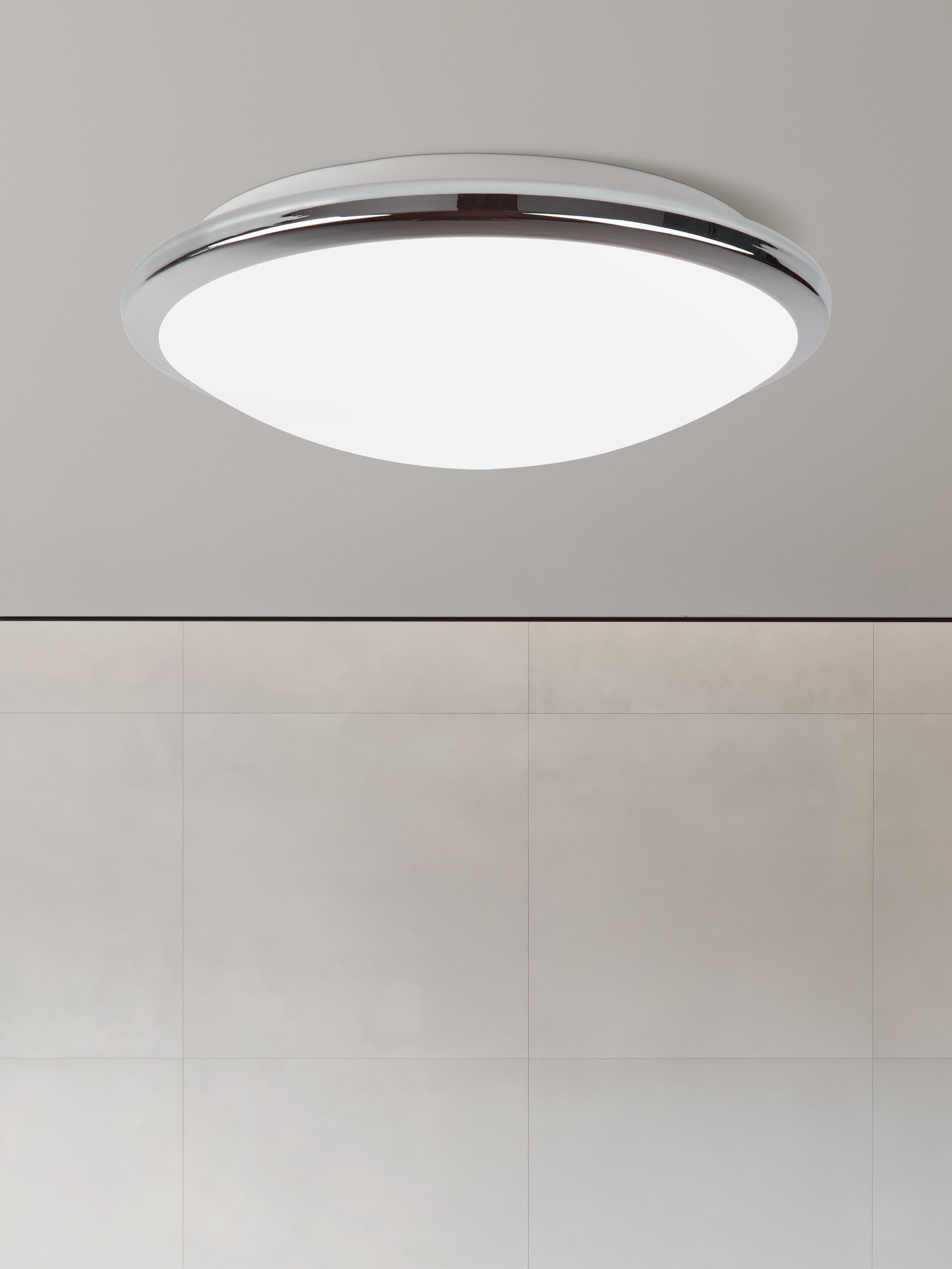 Searchlight IP44 Chrome LED Flush Light With Frosted Glass Shade