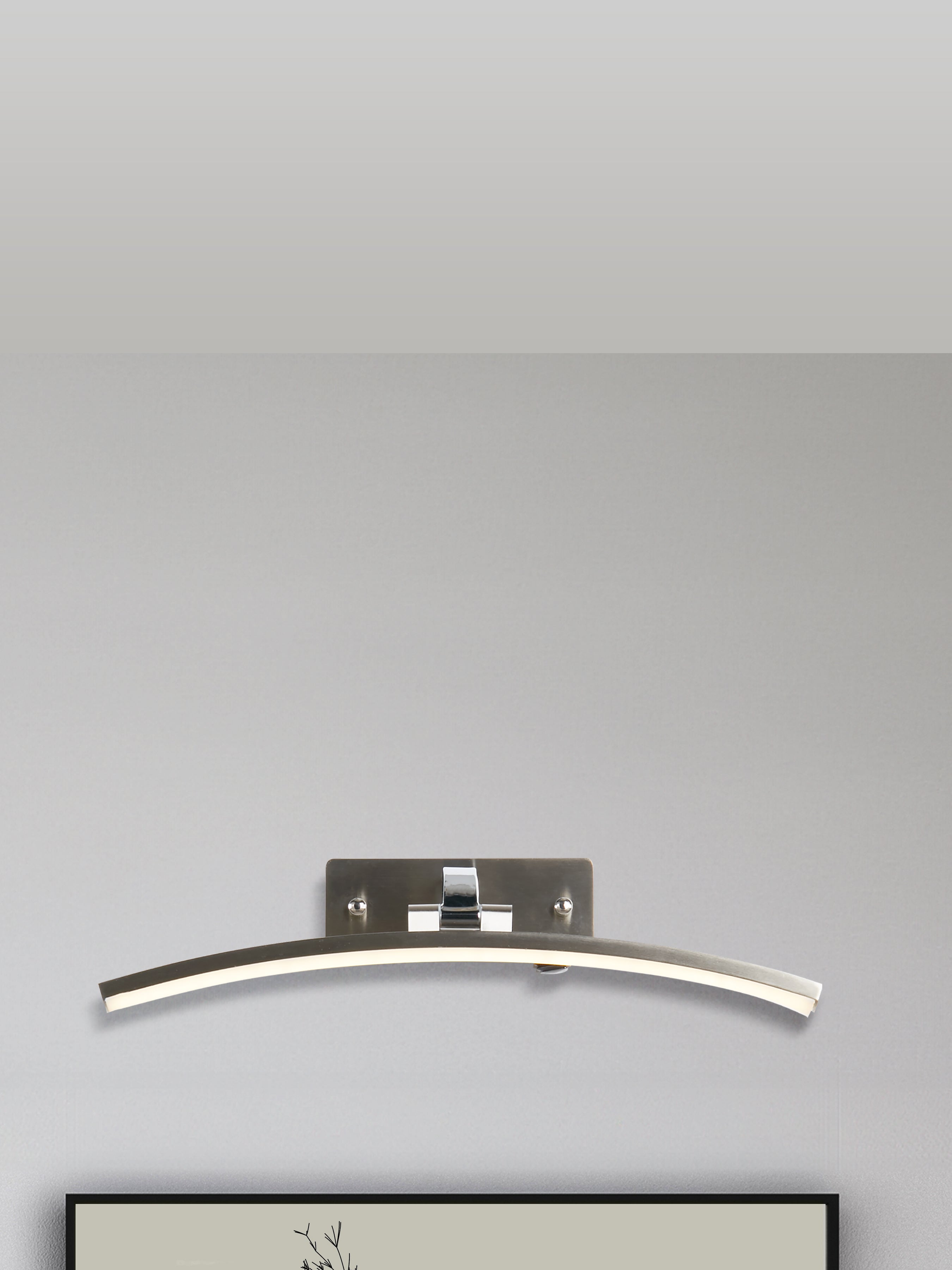 Searchlight Samuel 40cm Picture Light - Satin Silver & Polished Chrome