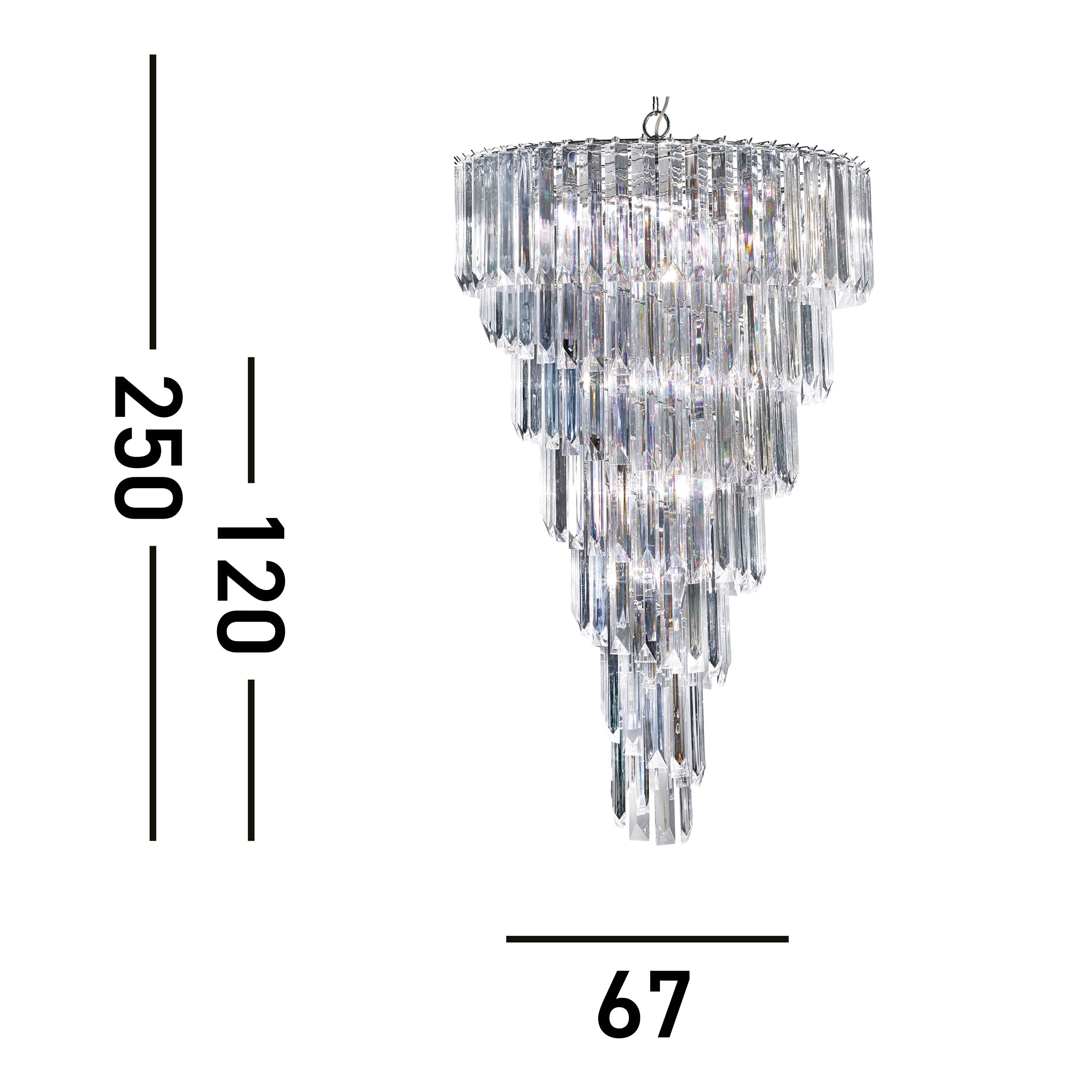 Searchlight Sidney 9 Light Chandelier - Chrome & Acrylic