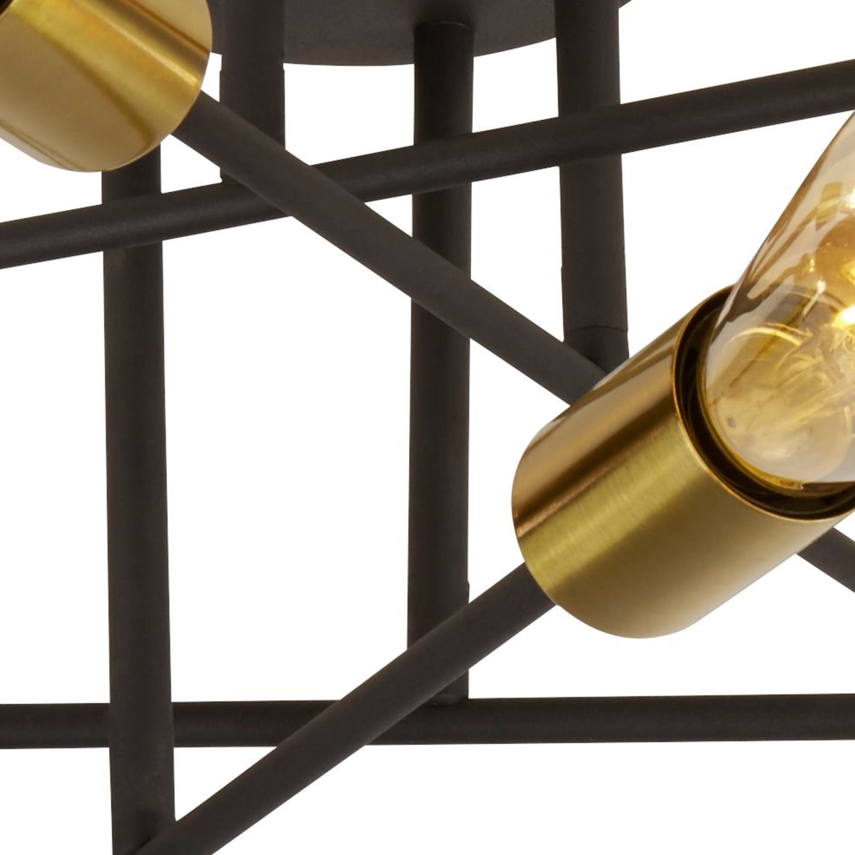 Searchlight Arctic 8 Light Ceiling Light - Black & Satin Brass