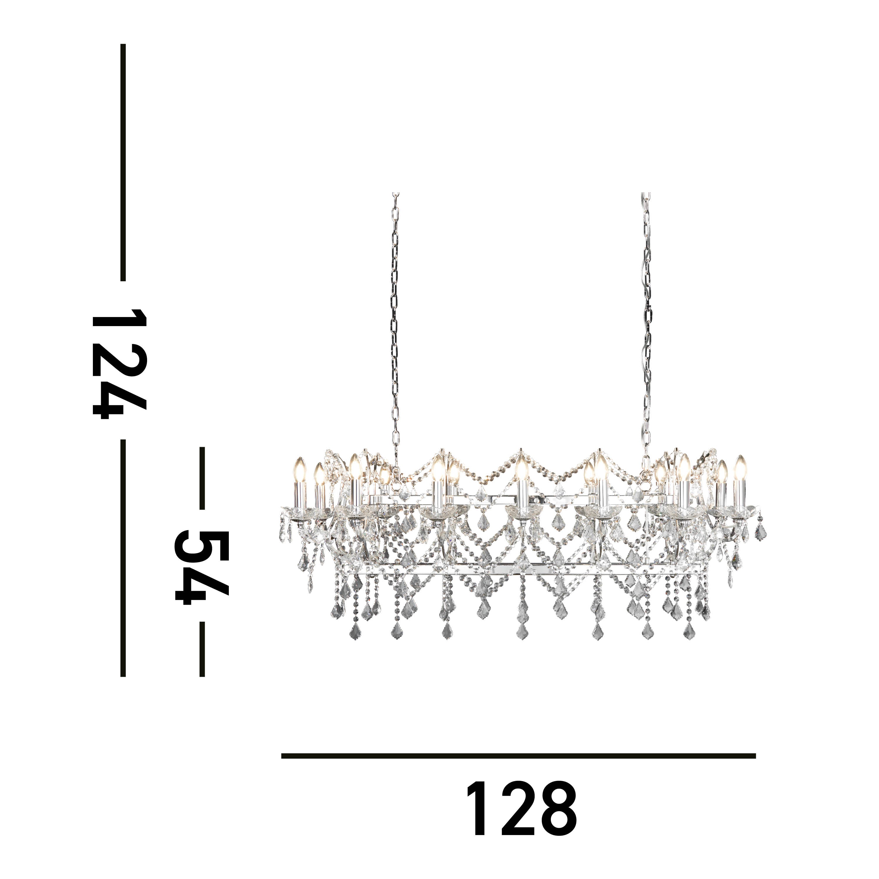 Searchlight Fern 14 Light Bar Pendant - Chrome & Clear Crystal