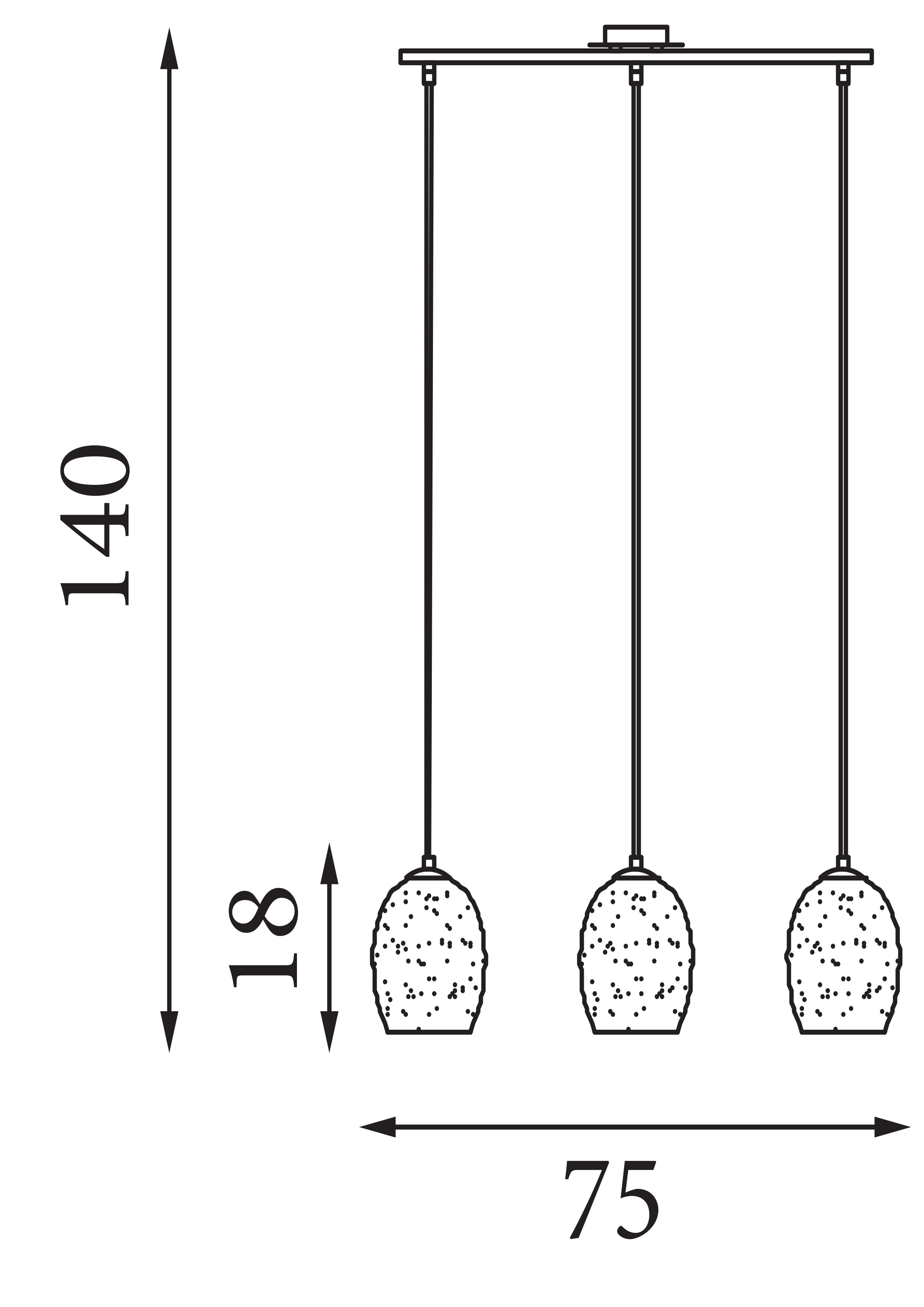 Searchlight Celia - 3 Light White Glass Pendant