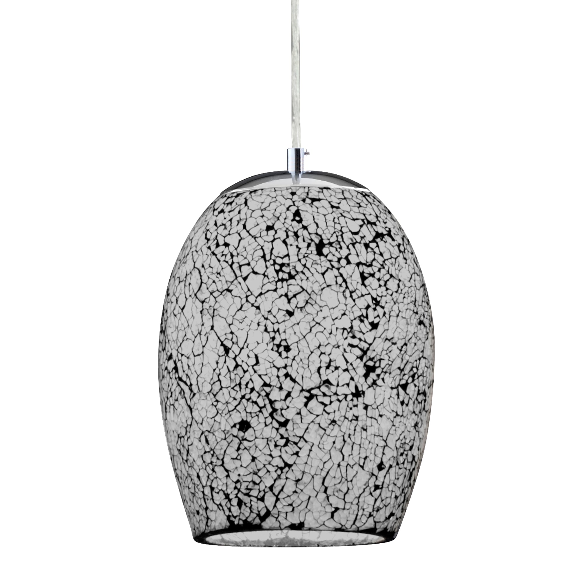 Searchlight Celia - Single Pendant, White Mosaic Glass & Satin Silver Suspension