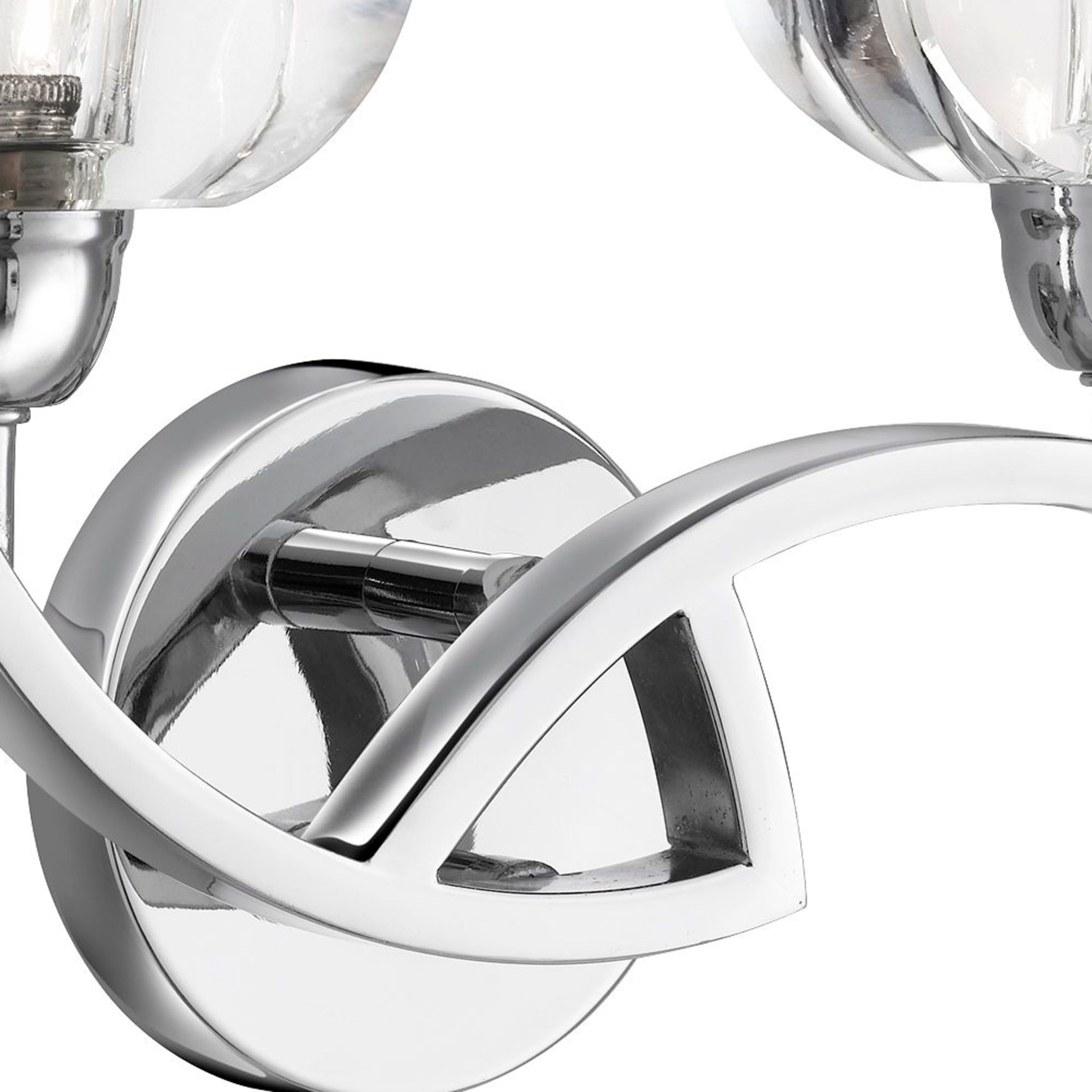 Searchlight Selborne Chrome 2 Light Curved Wall Bracket With Clear Glass