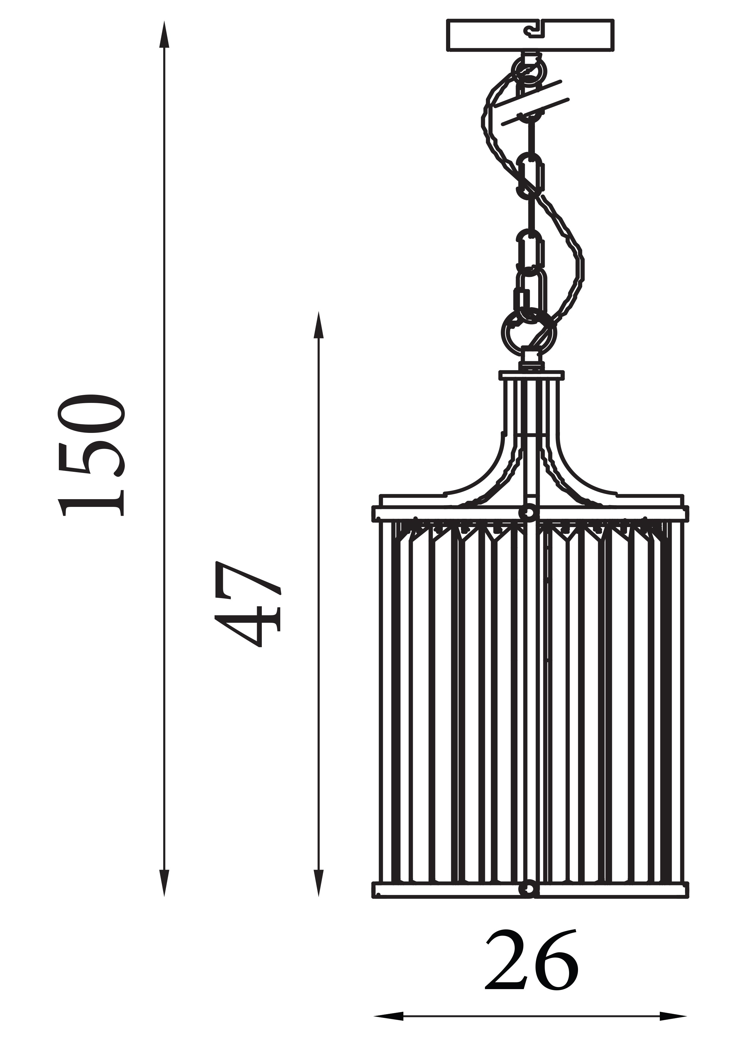 Searchlight Villier 2 Light Pendant, Chrome With Crystal Glass