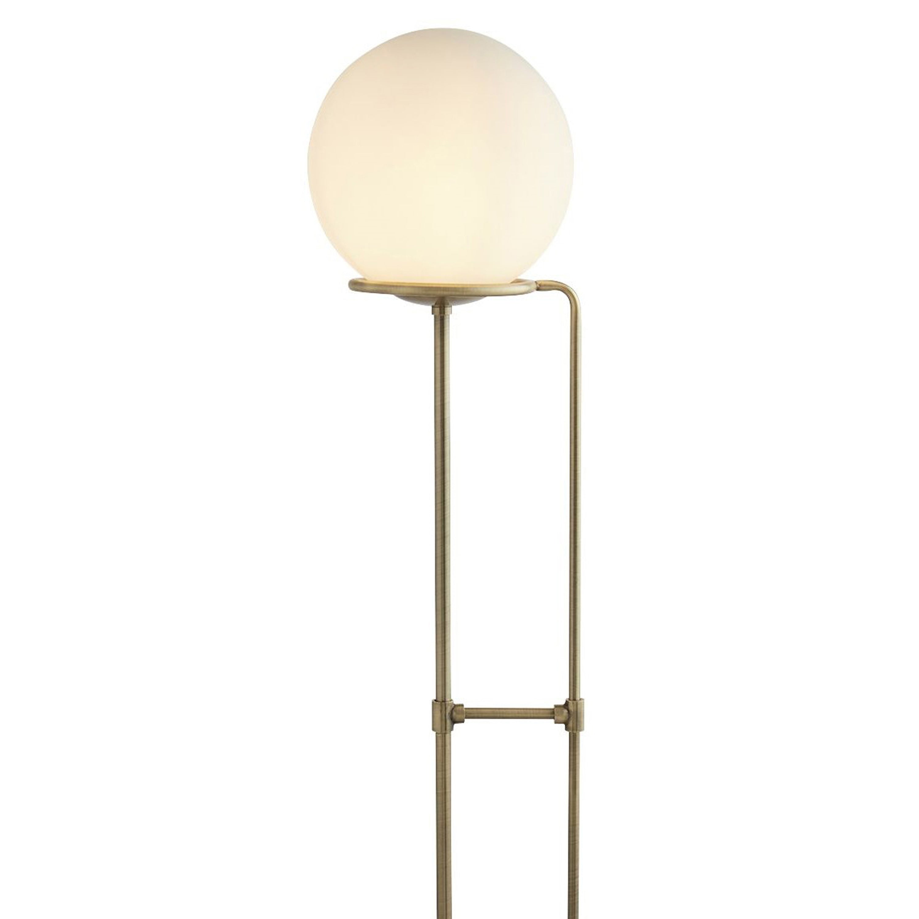 Searchlight Sophia Single Floor Lamp, Antique Brass, Opal White Glass Shade