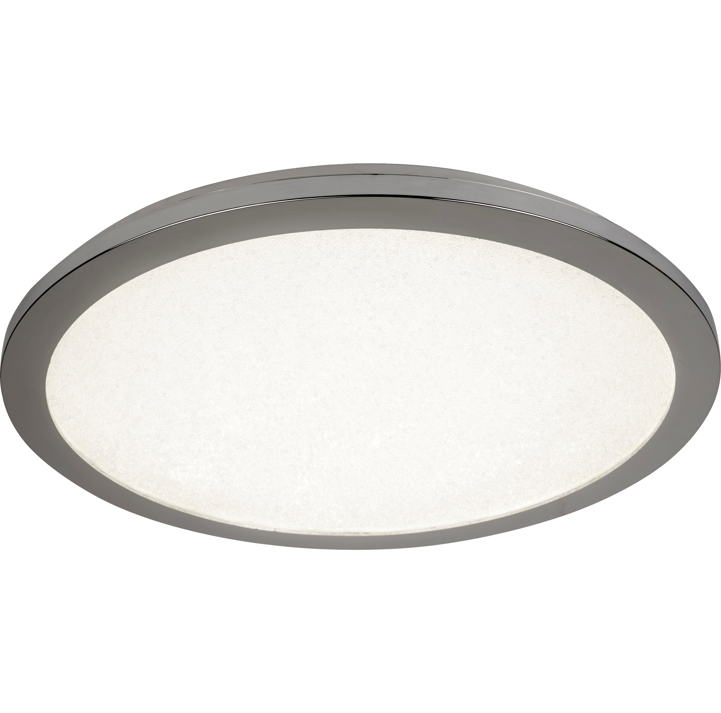 Searchlight LED Flush Ceiling Light, Diameter 30cm, Chrome And Crystal Sand, IP44