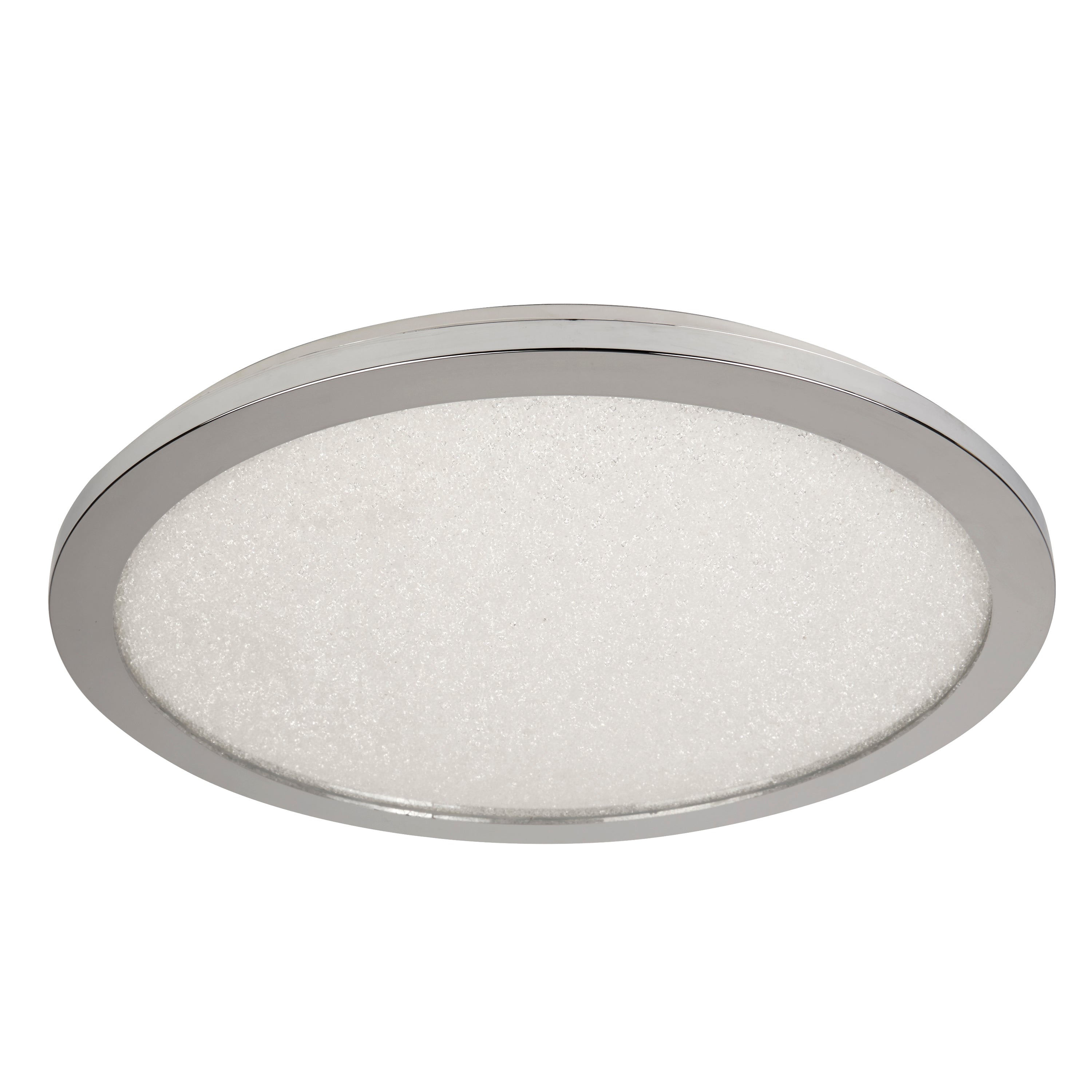 Searchlight LED Flush Ceiling Light, Diameter 30cm, Chrome And Crystal Sand, IP44