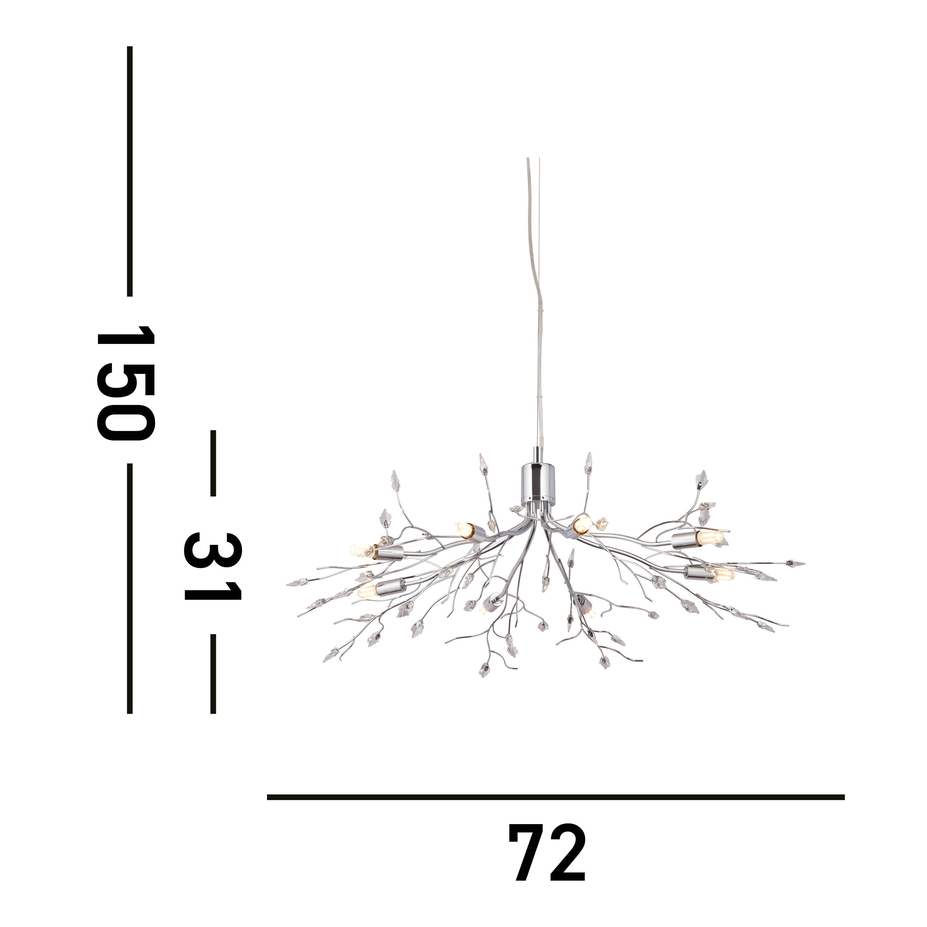 Searchlight Arkwright 8 Light Pendant - Chrome & Acid Glass