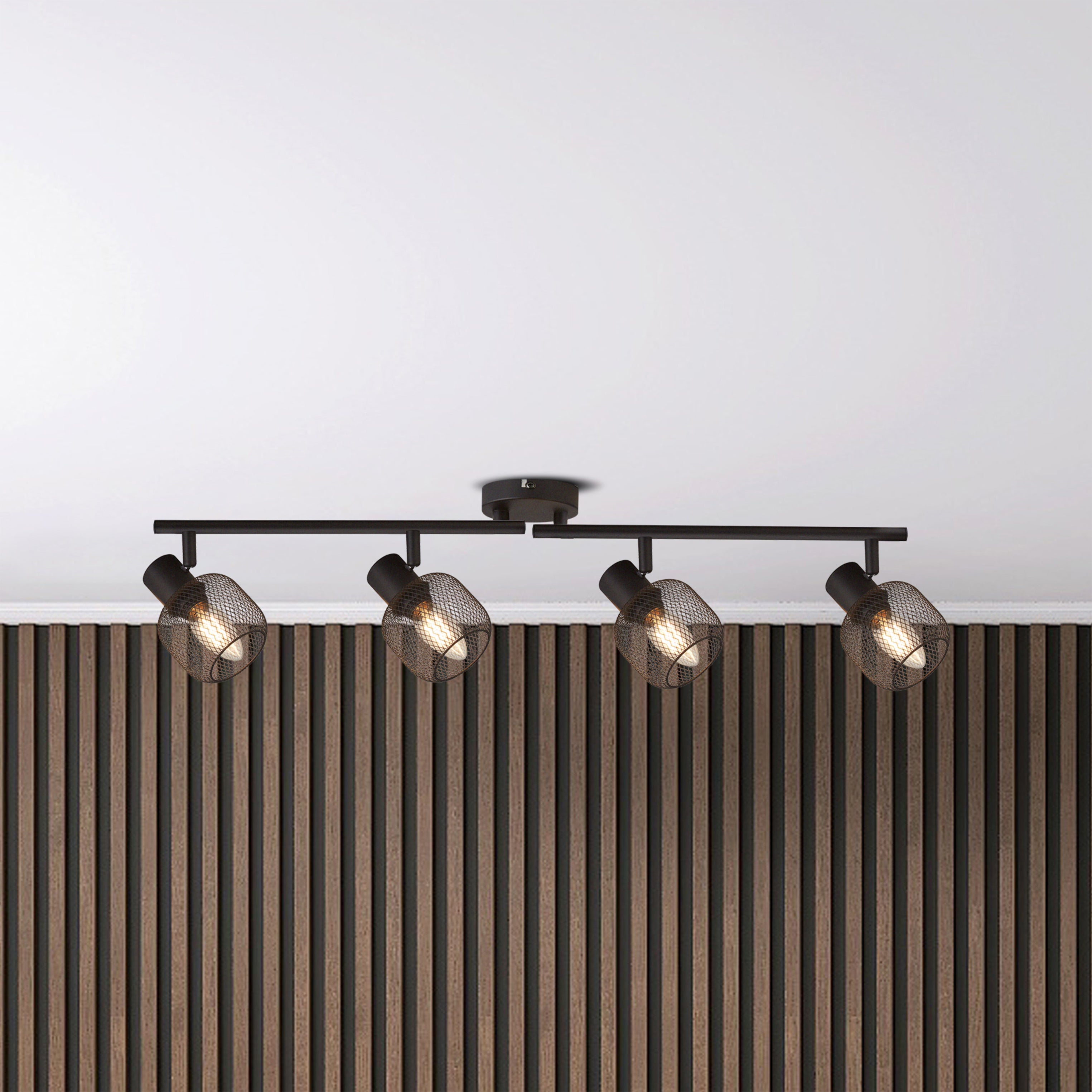 Searchlight McLeod 4 Light Cage Bar Spotlight - Black