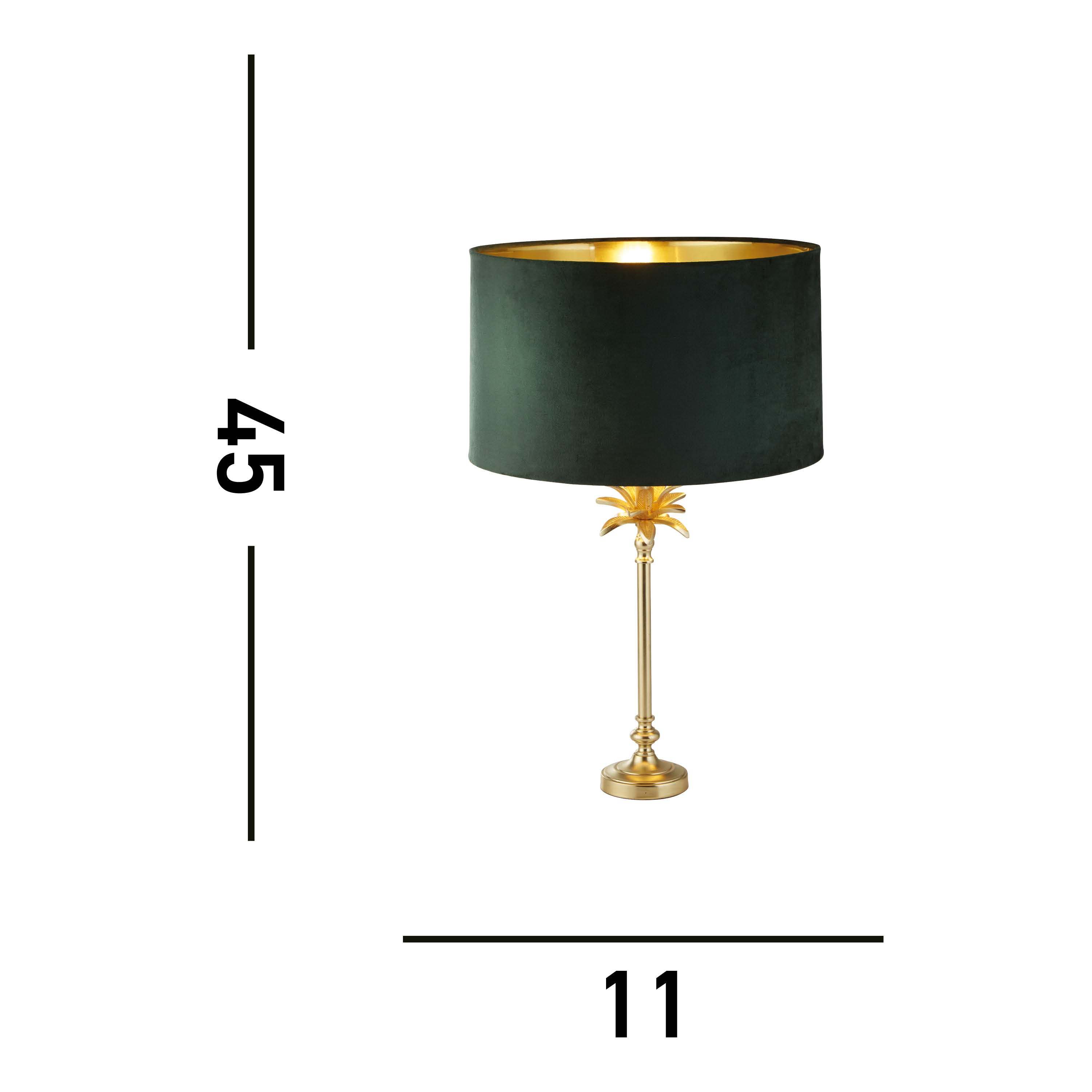 Searchlight Paisley Table Lamp - Satin Brass & Green Velvet Shade