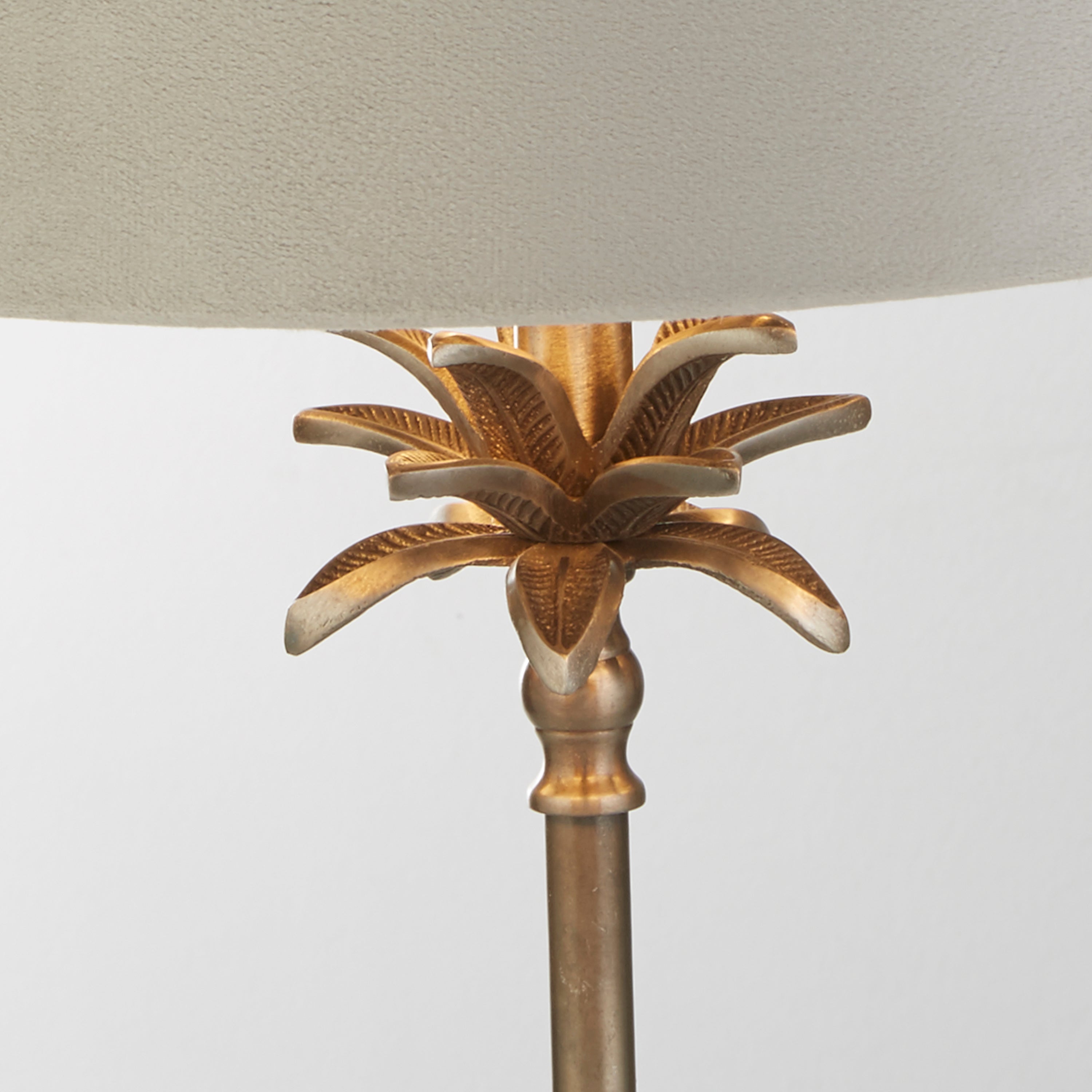 Searchlight Paisley Table Lamp - Antique Nickel & Grey Velvet Shade