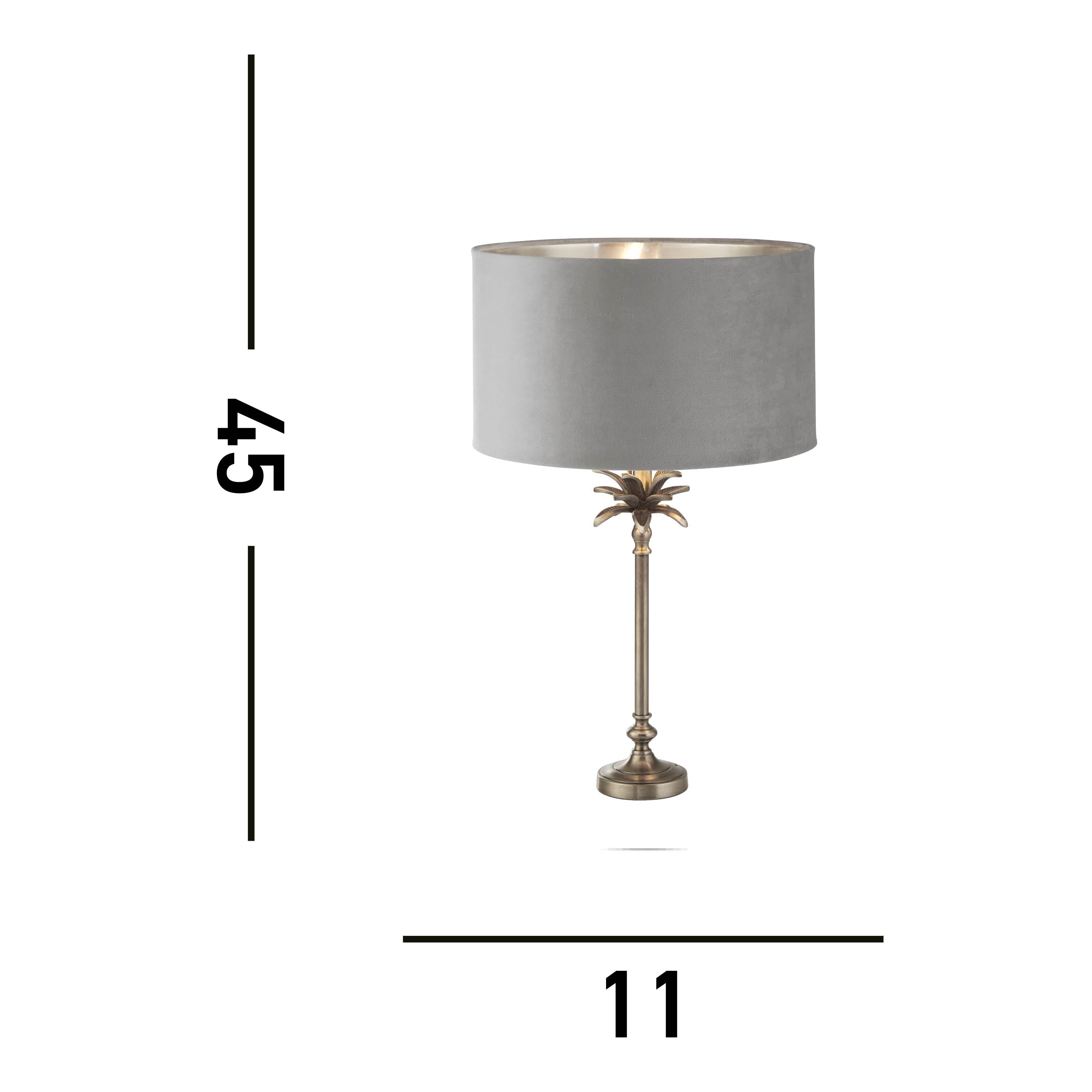 Searchlight Paisley Table Lamp - Antique Nickel & Grey Velvet Shade