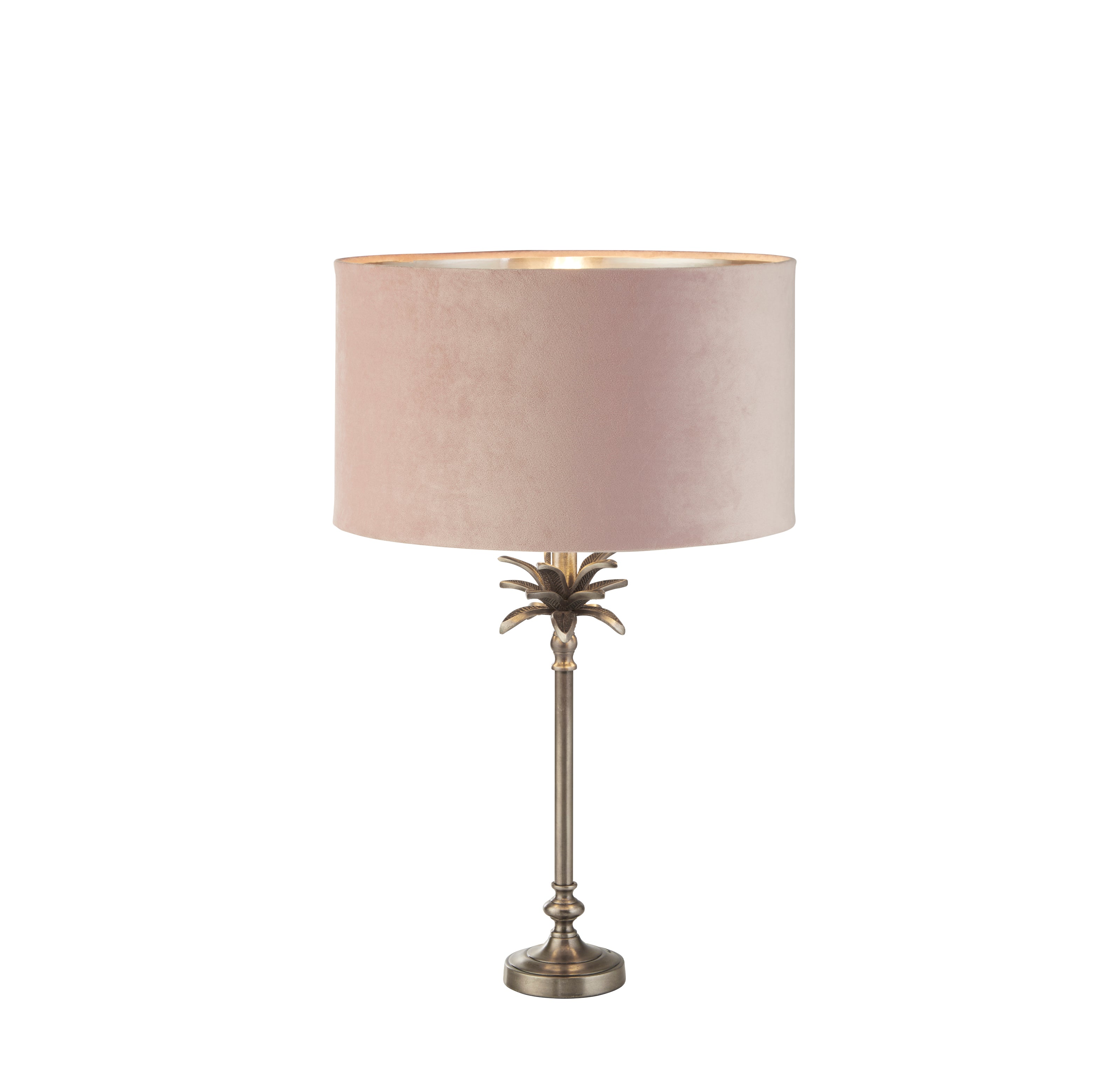 Searchlight Paisley Table Lamp - Antique Nickel & Pink Velvet Shade