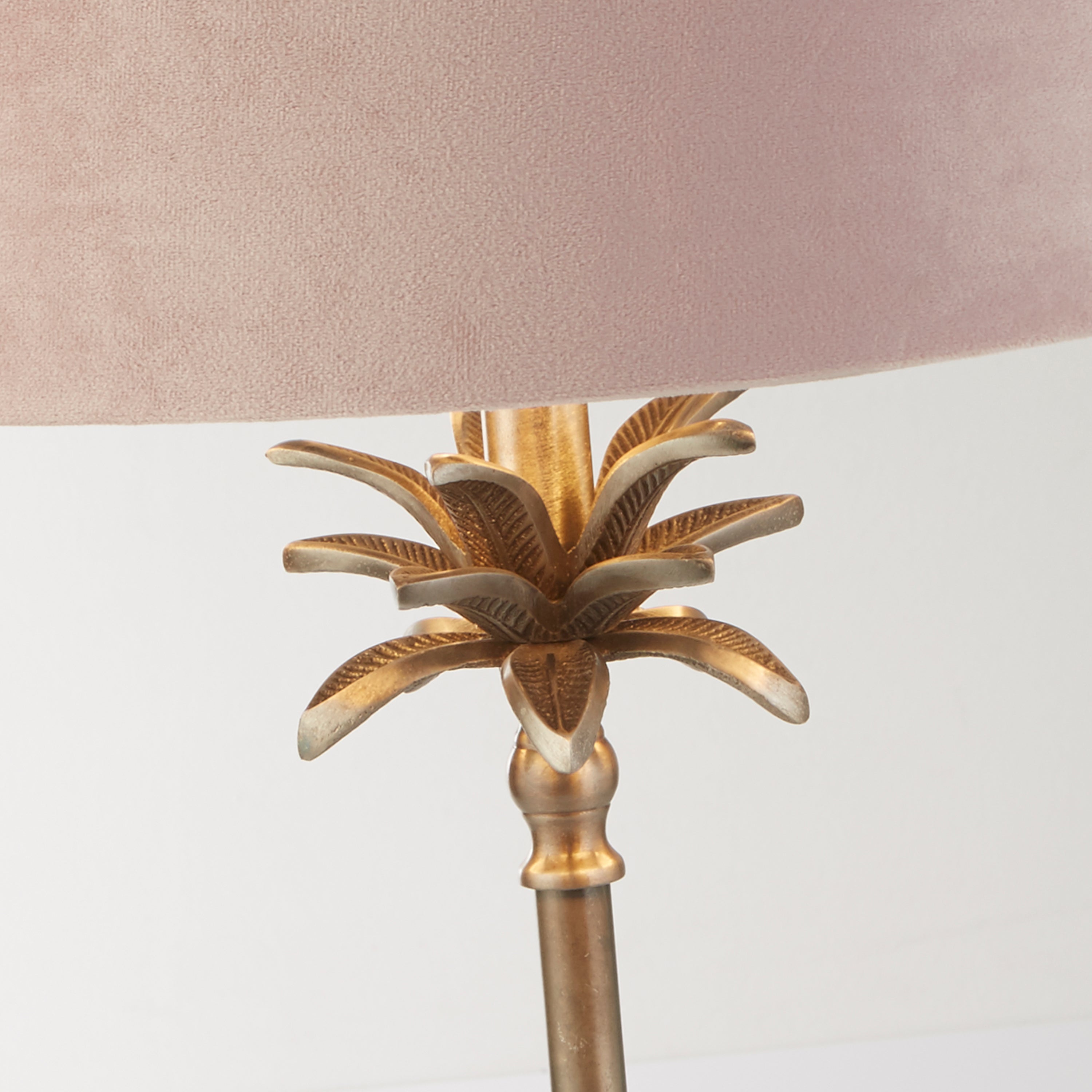 Searchlight Paisley Table Lamp - Antique Nickel & Pink Velvet Shade