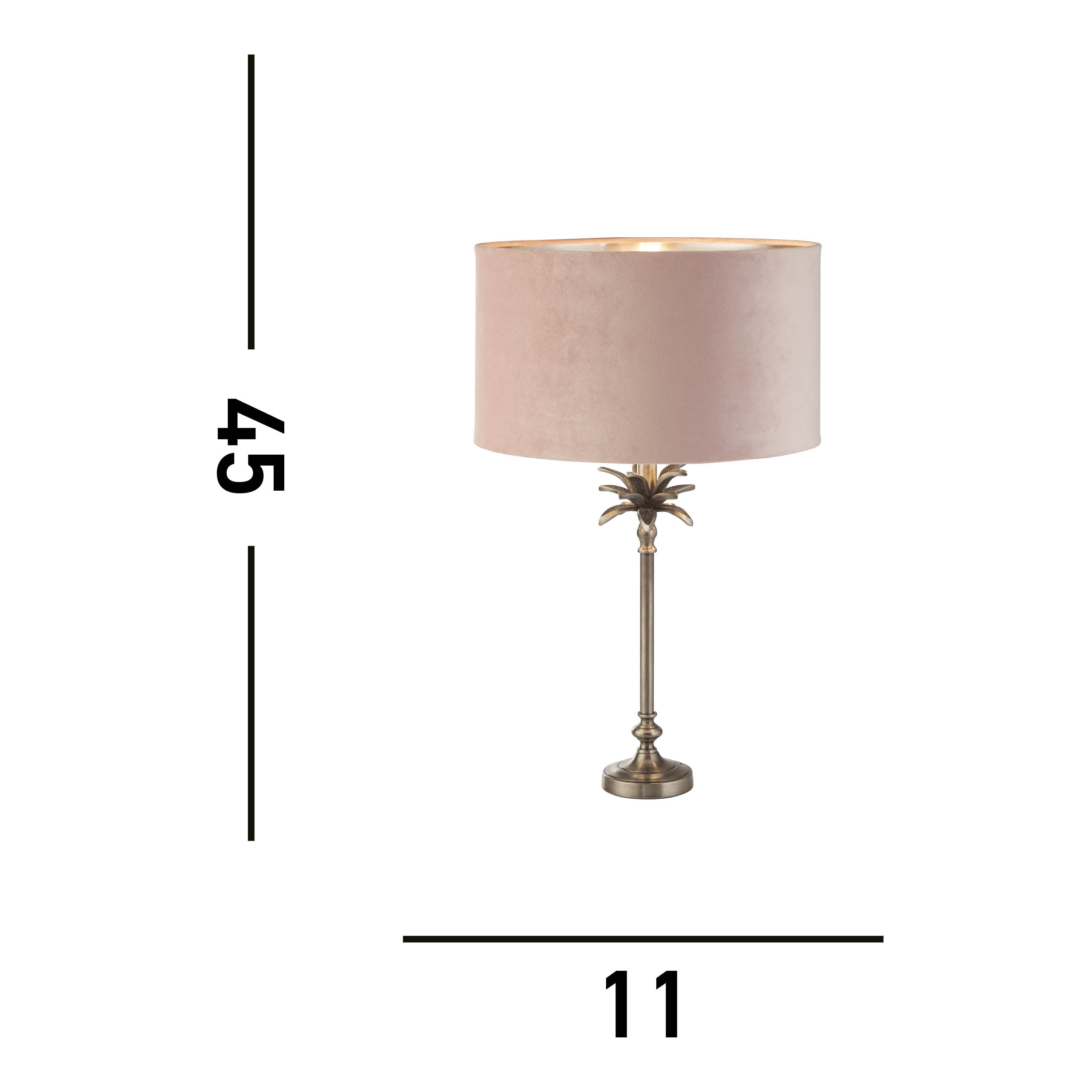 Searchlight Paisley Table Lamp - Antique Nickel & Pink Velvet Shade