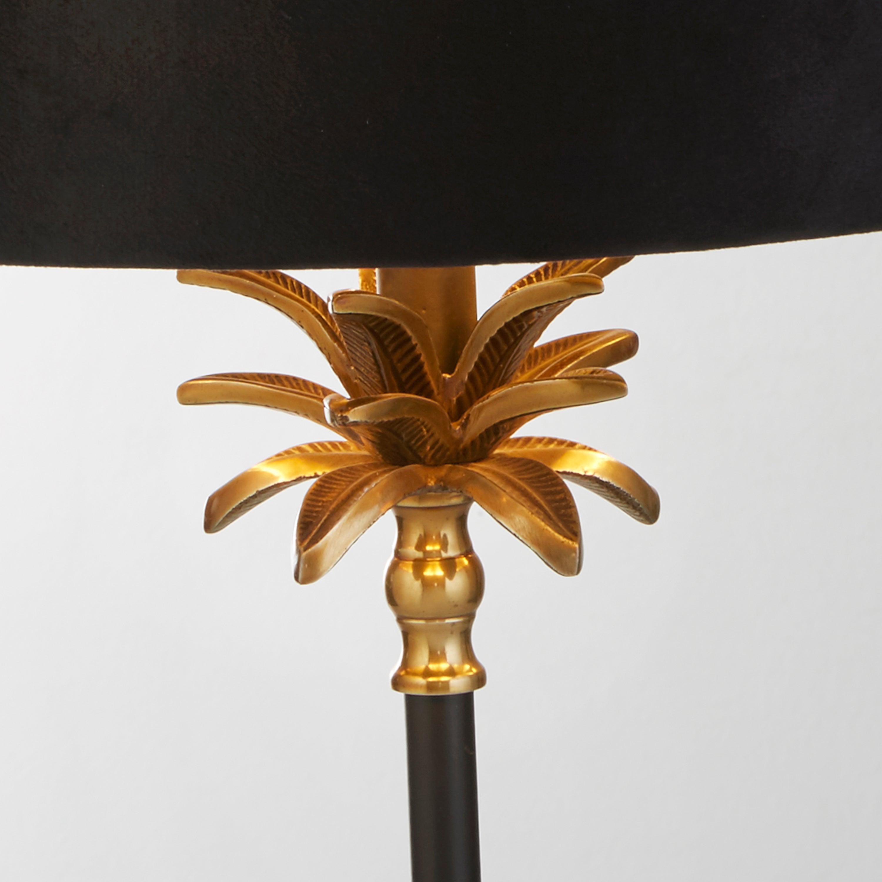 Searchlight Paisley Table Lamp - Black, Antique Brass & Black Shade