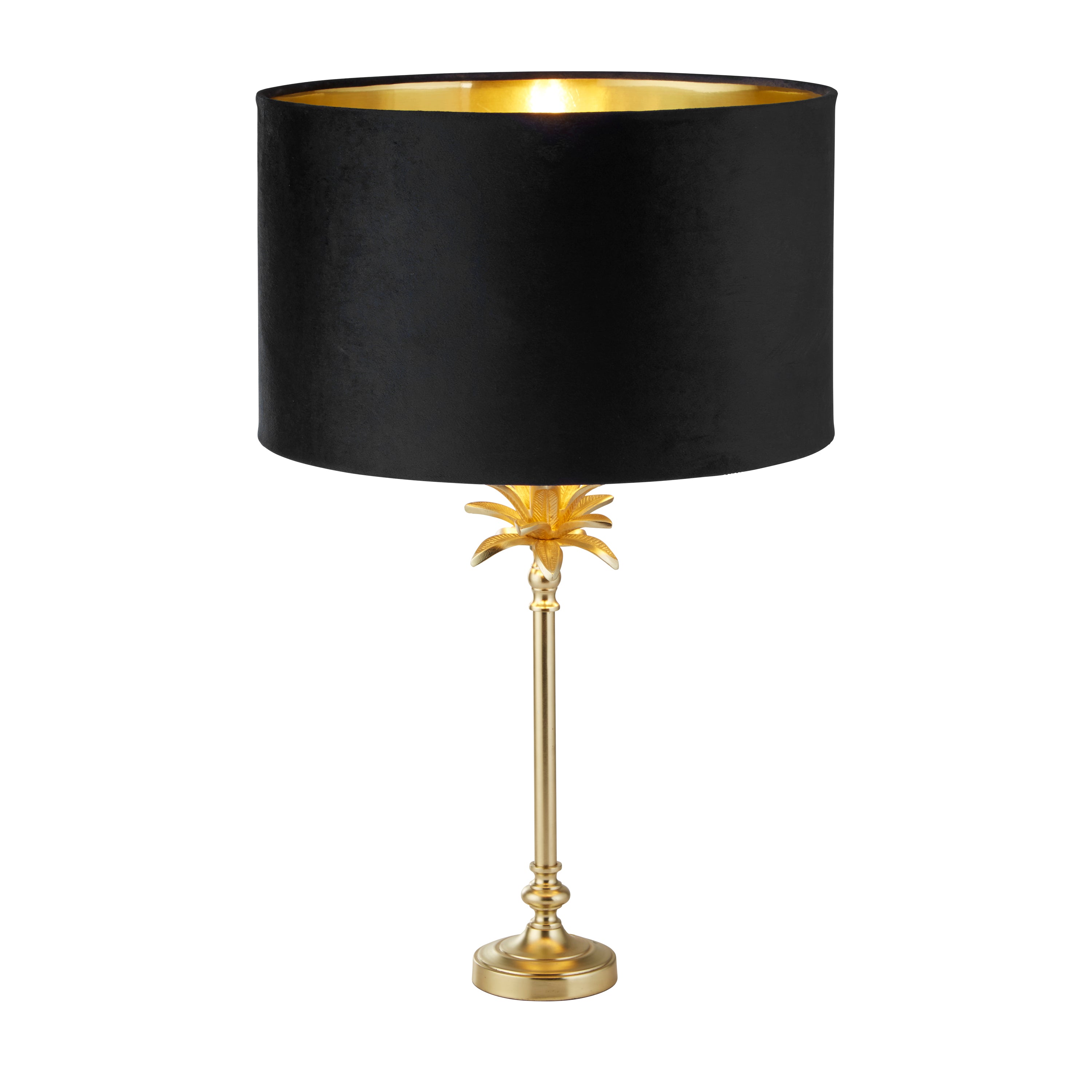 Searchlight Paisley Table Lamp - Satin Brass & Black Velvet Shade