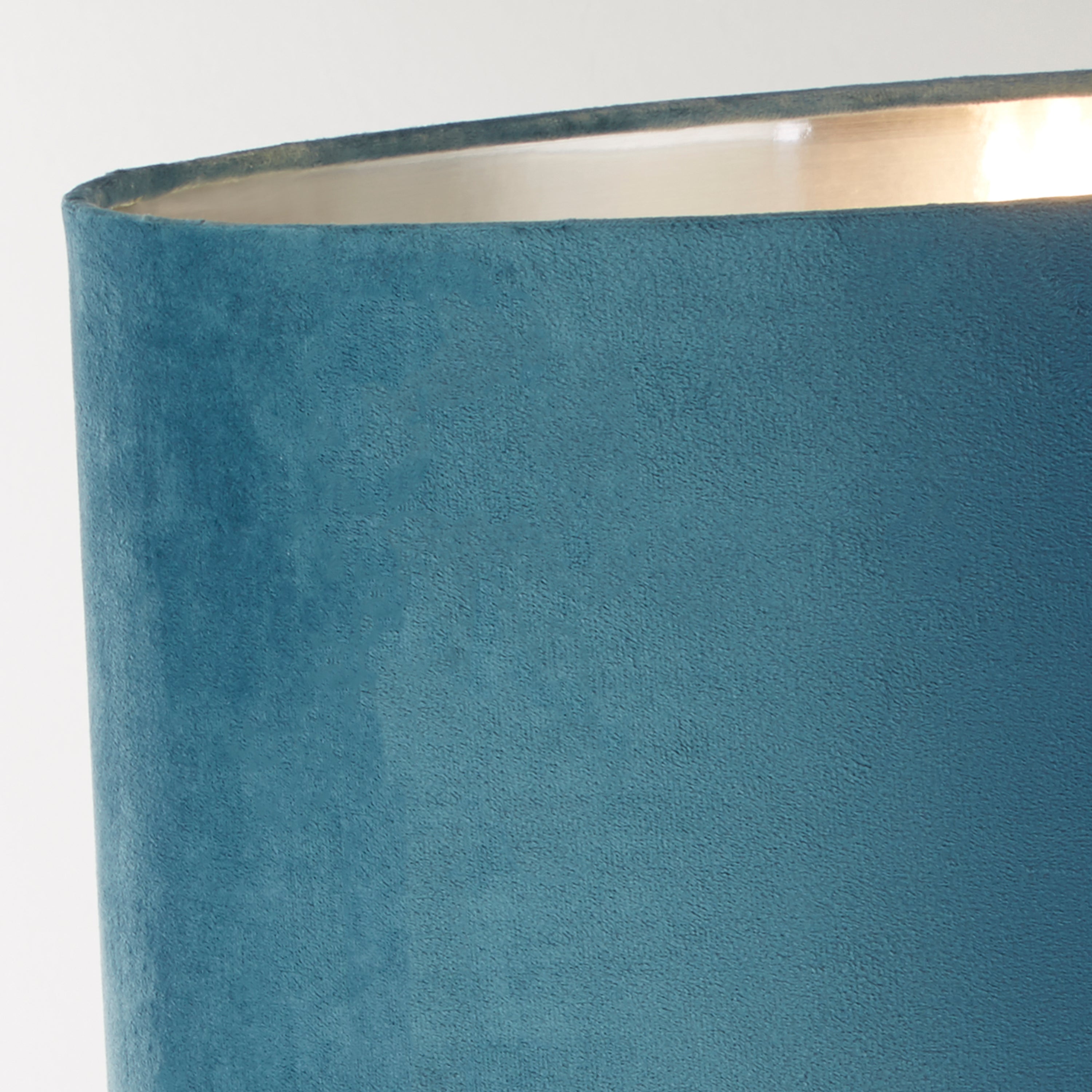 Searchlight Woodside Table Lamp - Chrome & Teal Velvet Shade