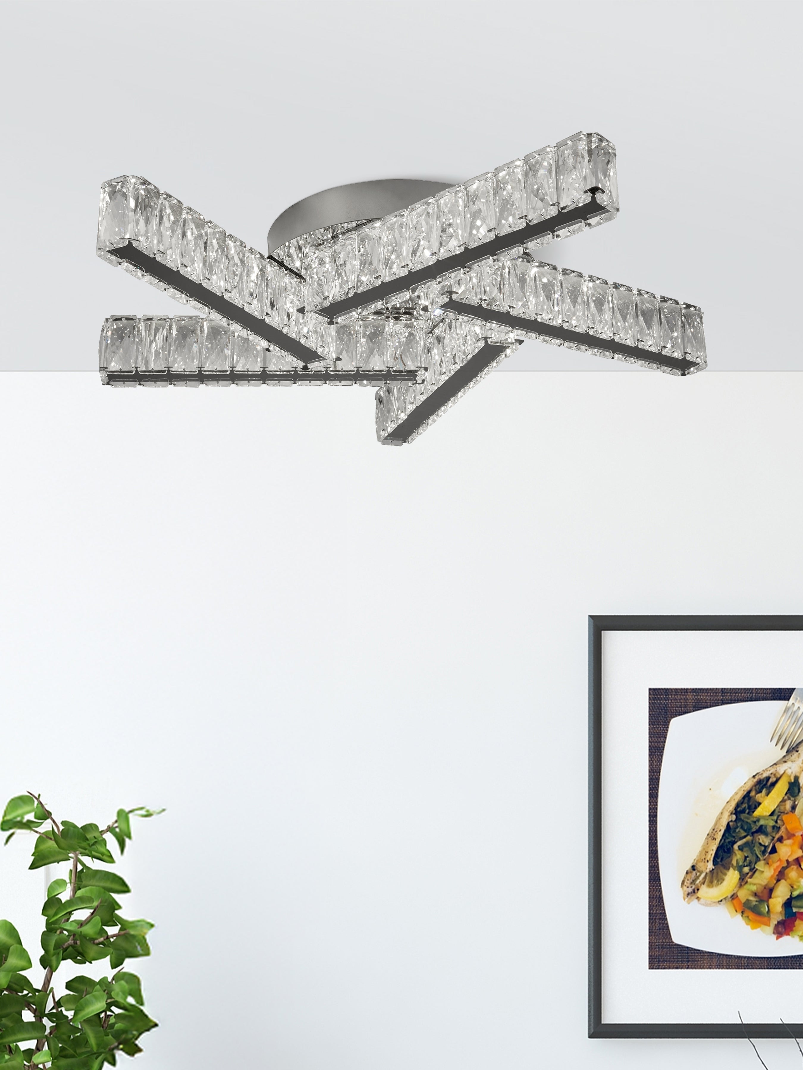 Searchlight Canarvan 5 Light LED Flush - Chrome & Clear Glass