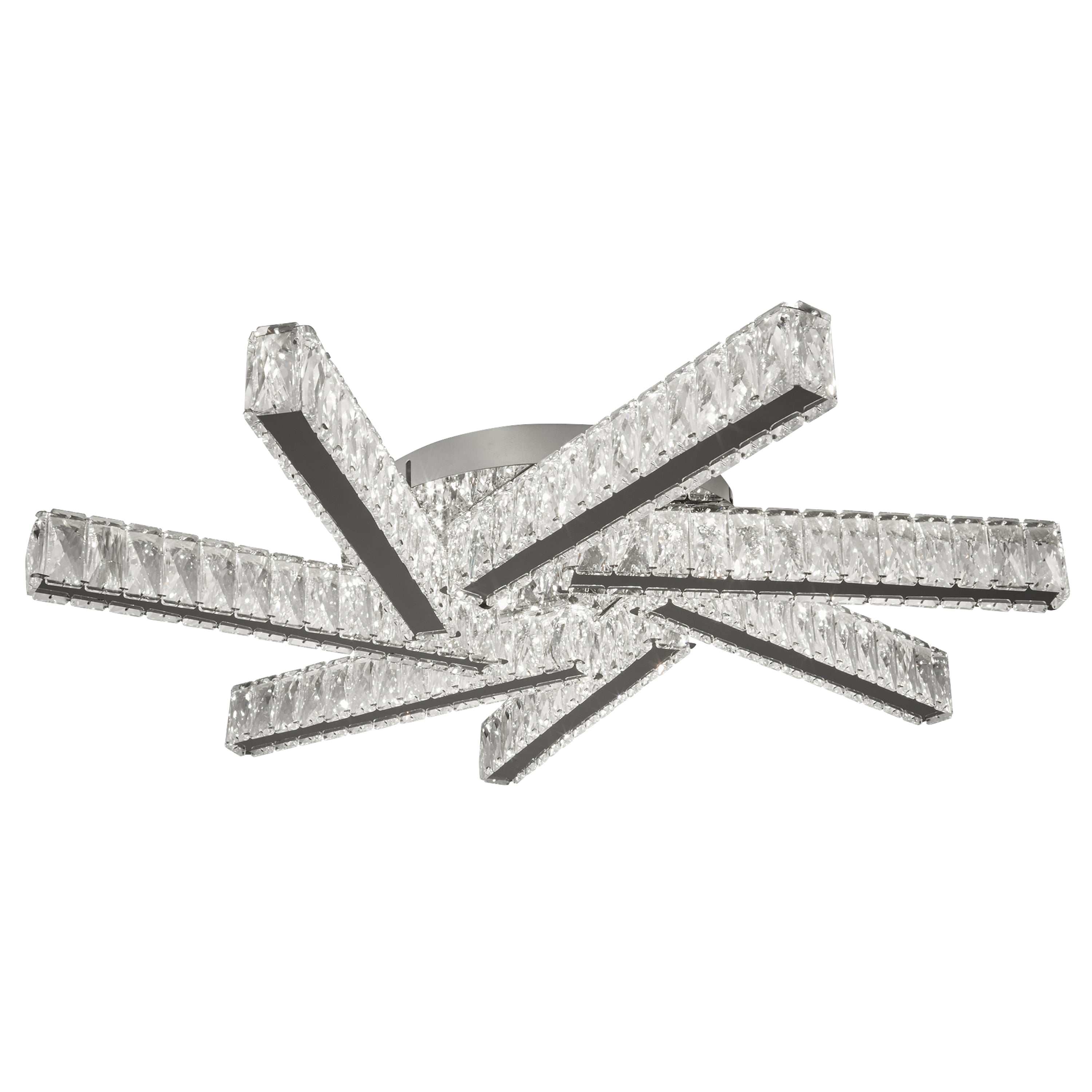 Searchlight Canarvan 7 Light LED Ceiling Flush, Clear Crystal, Chrome