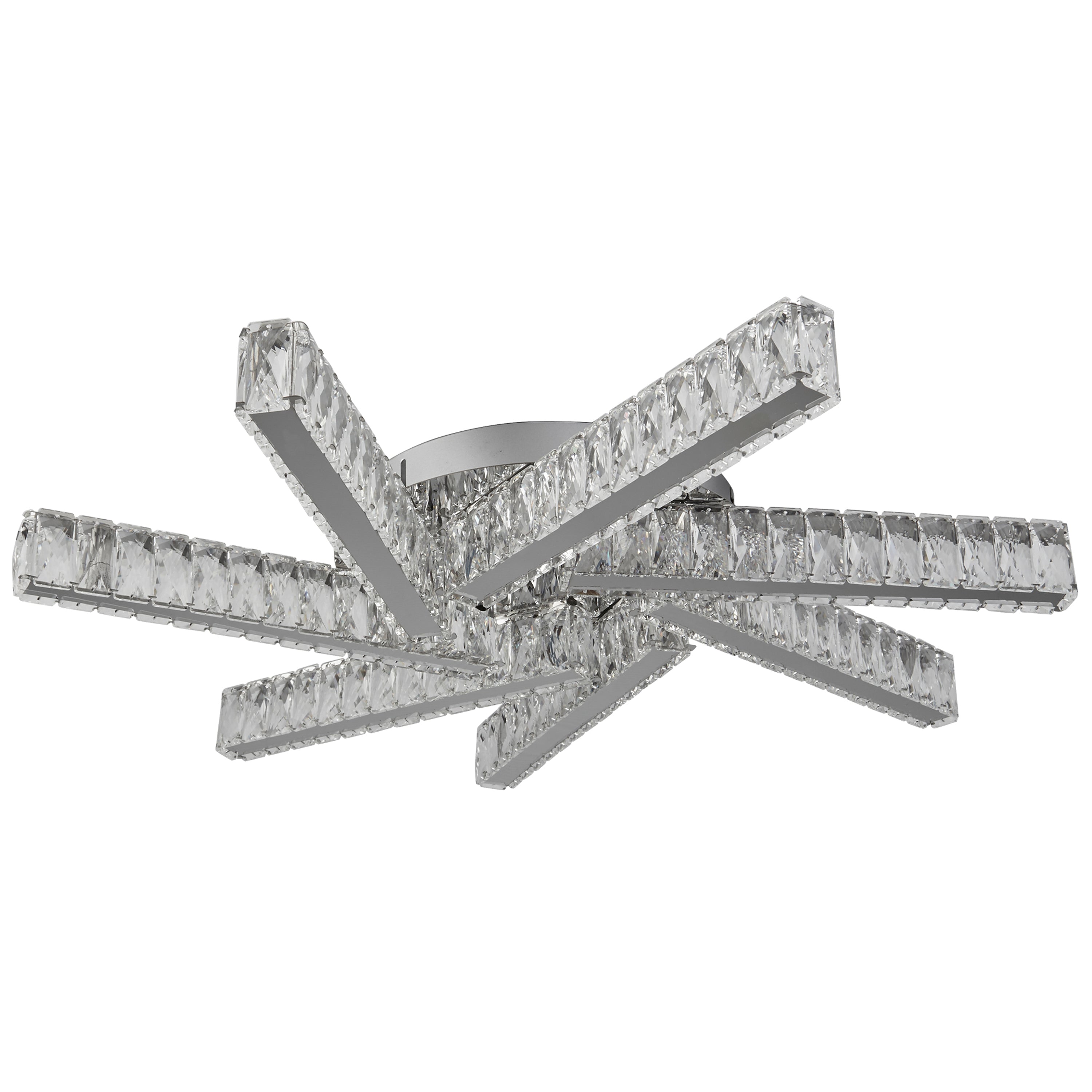 Searchlight Canarvan 7 Light LED Ceiling Flush, Clear Crystal, Chrome