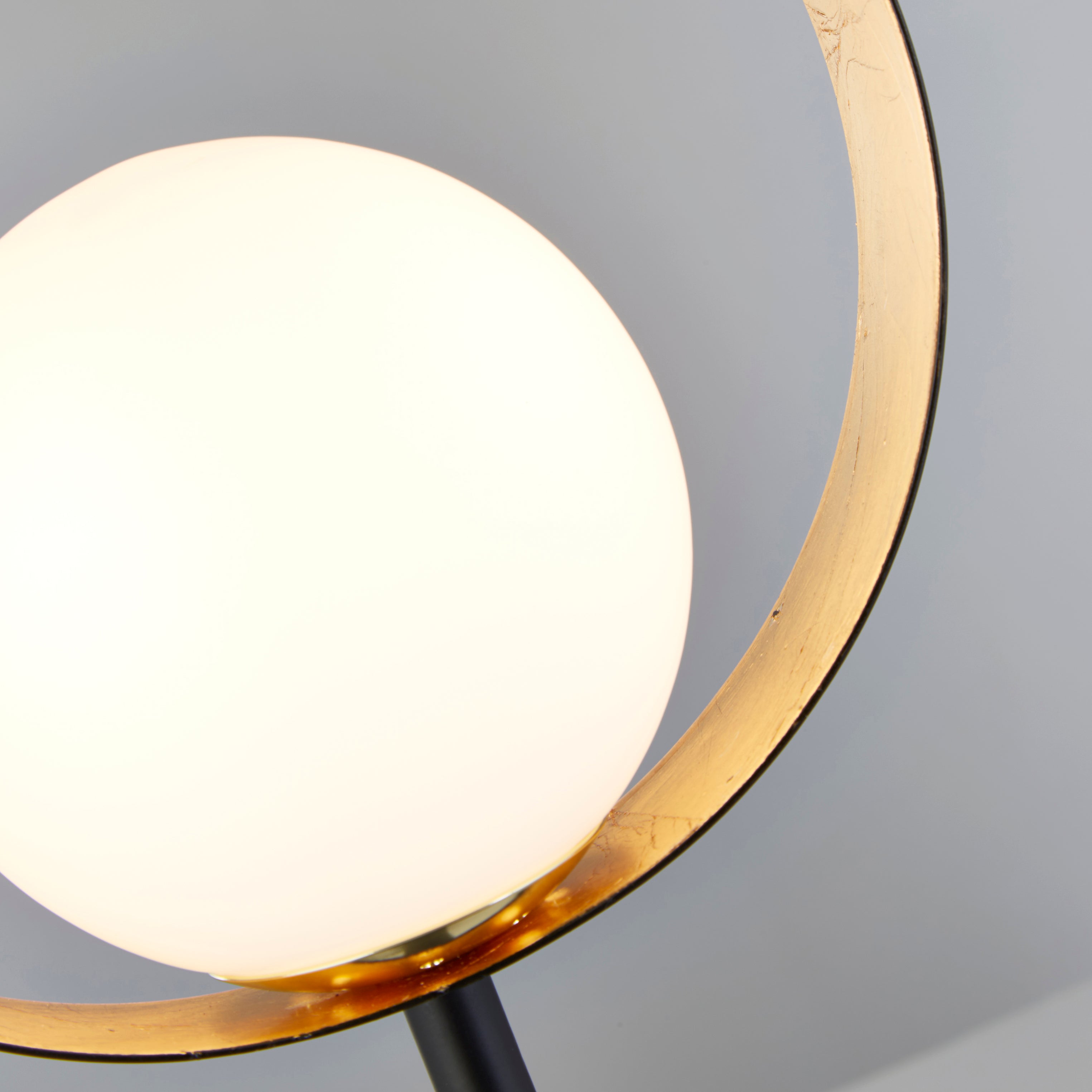 Searchlight Olivia Table Lamp - Matt Black Gold Leaf With Opal Glass Globe