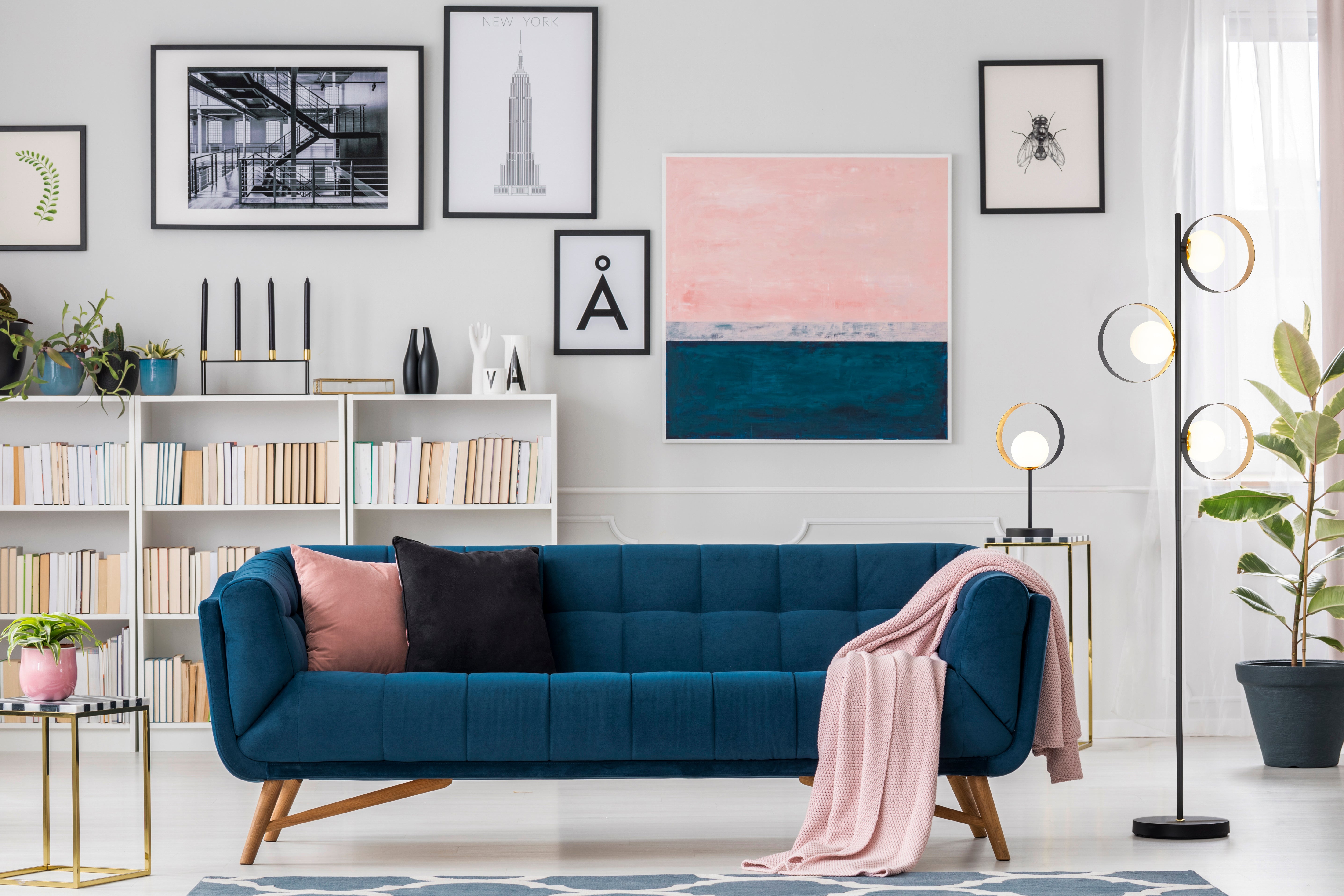 Searchlight Olivia Table Lamp - Matt Black Gold Leaf With Opal Glass Globe