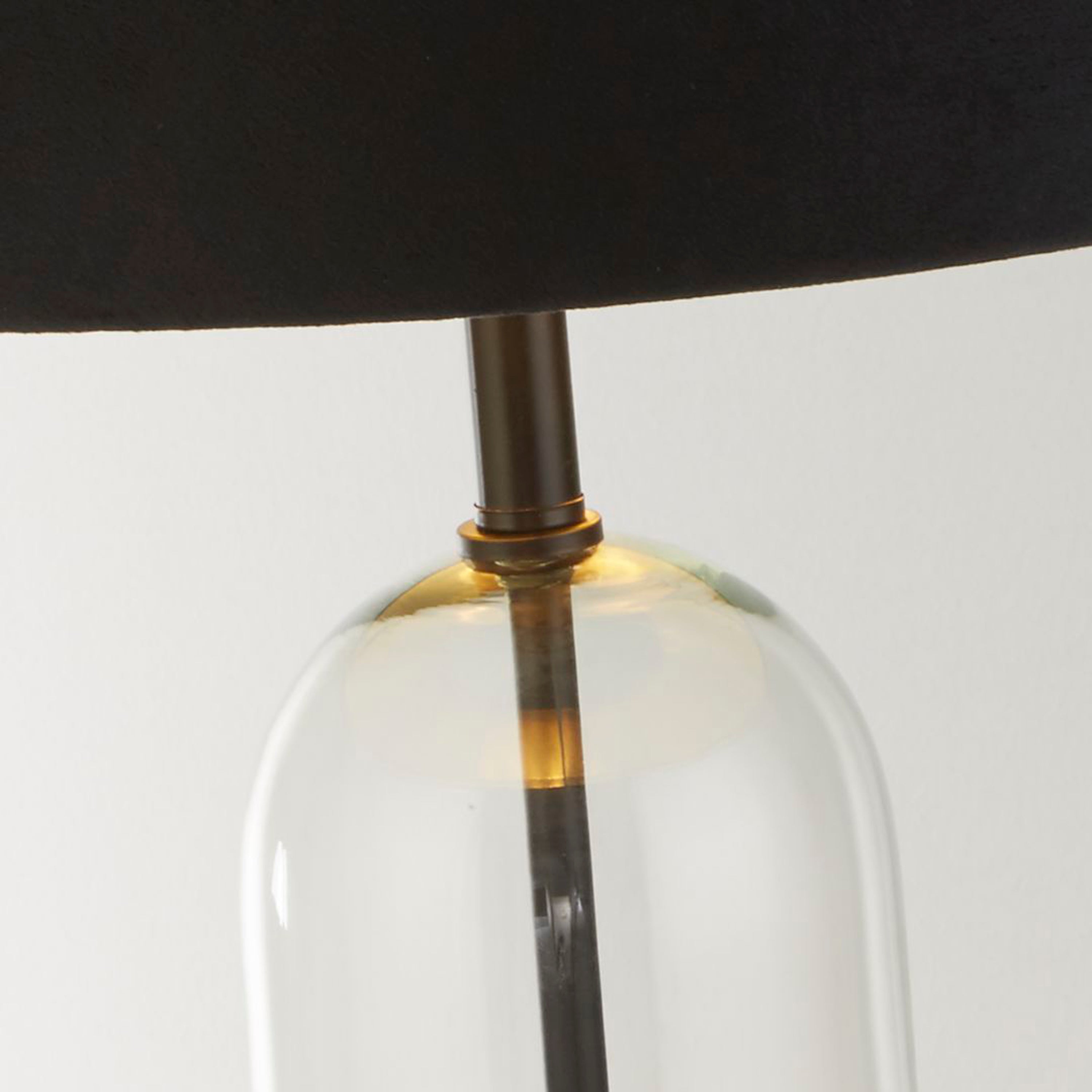 Searchlight Owen Table Lamp - Black, Glass, Marble & Black Velvet