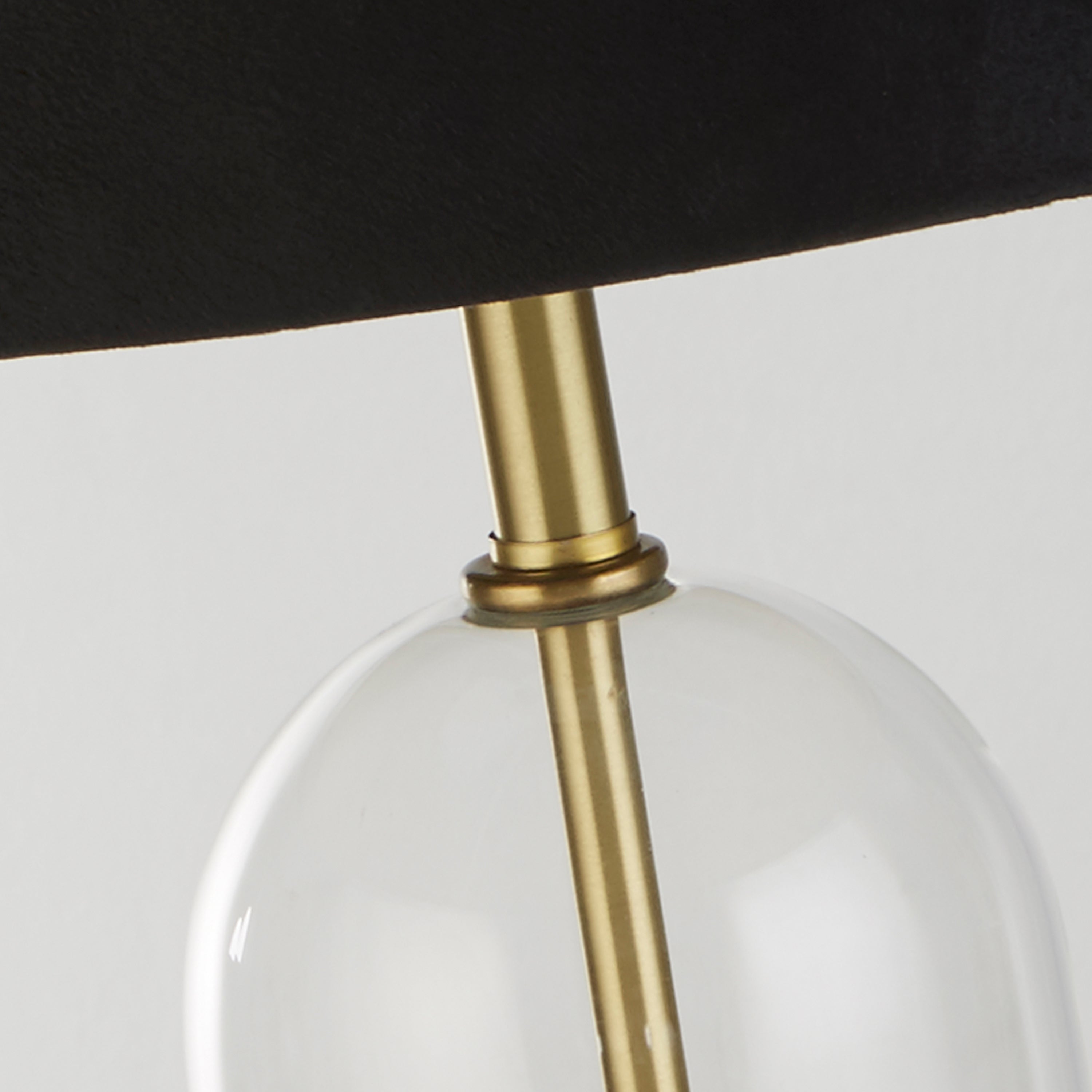 Searchlight Owen Table Lamp - Brass, Glass & Black Velvet Shade