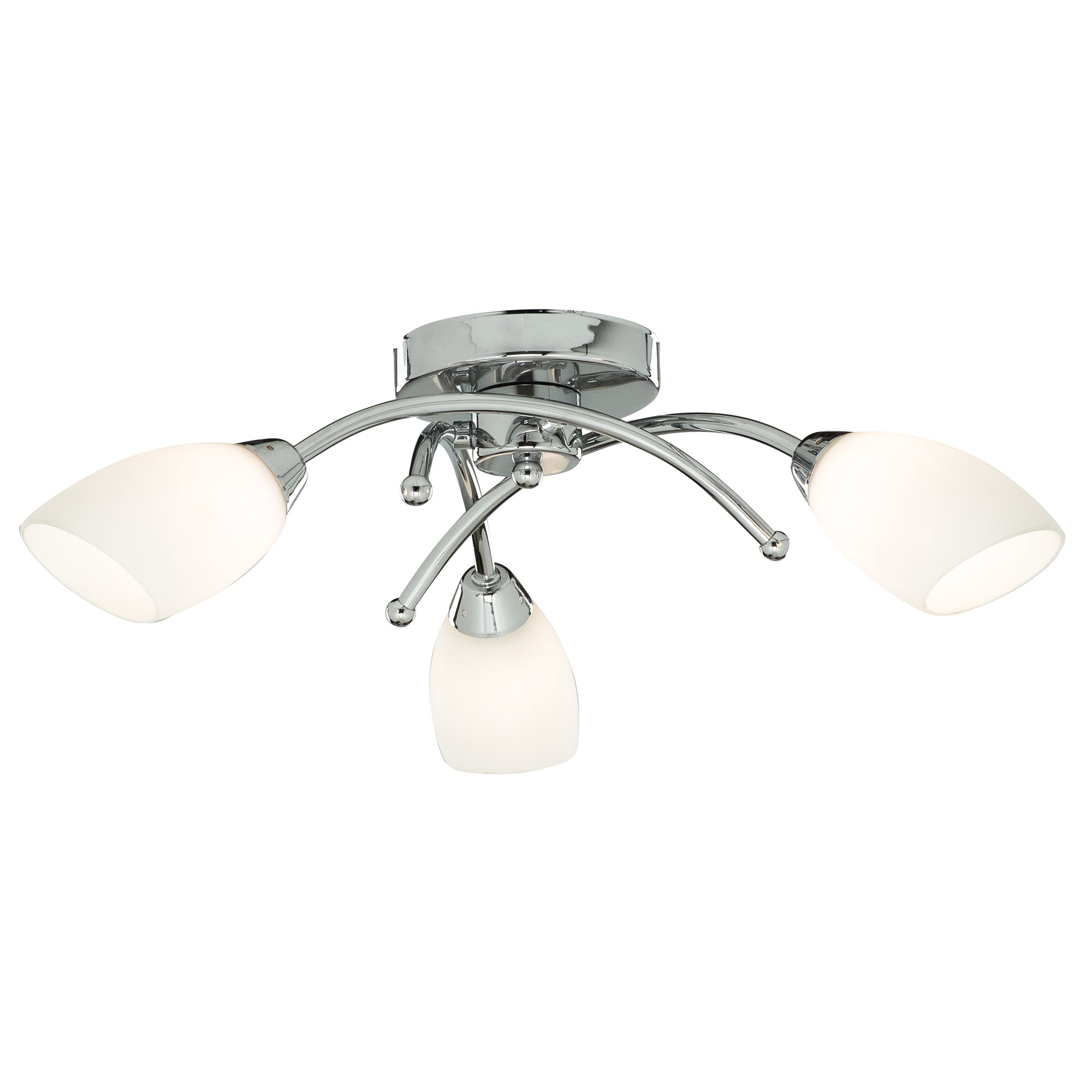 Searchlight Oakfield 3 Light Chrome Flush With Opal Glass
