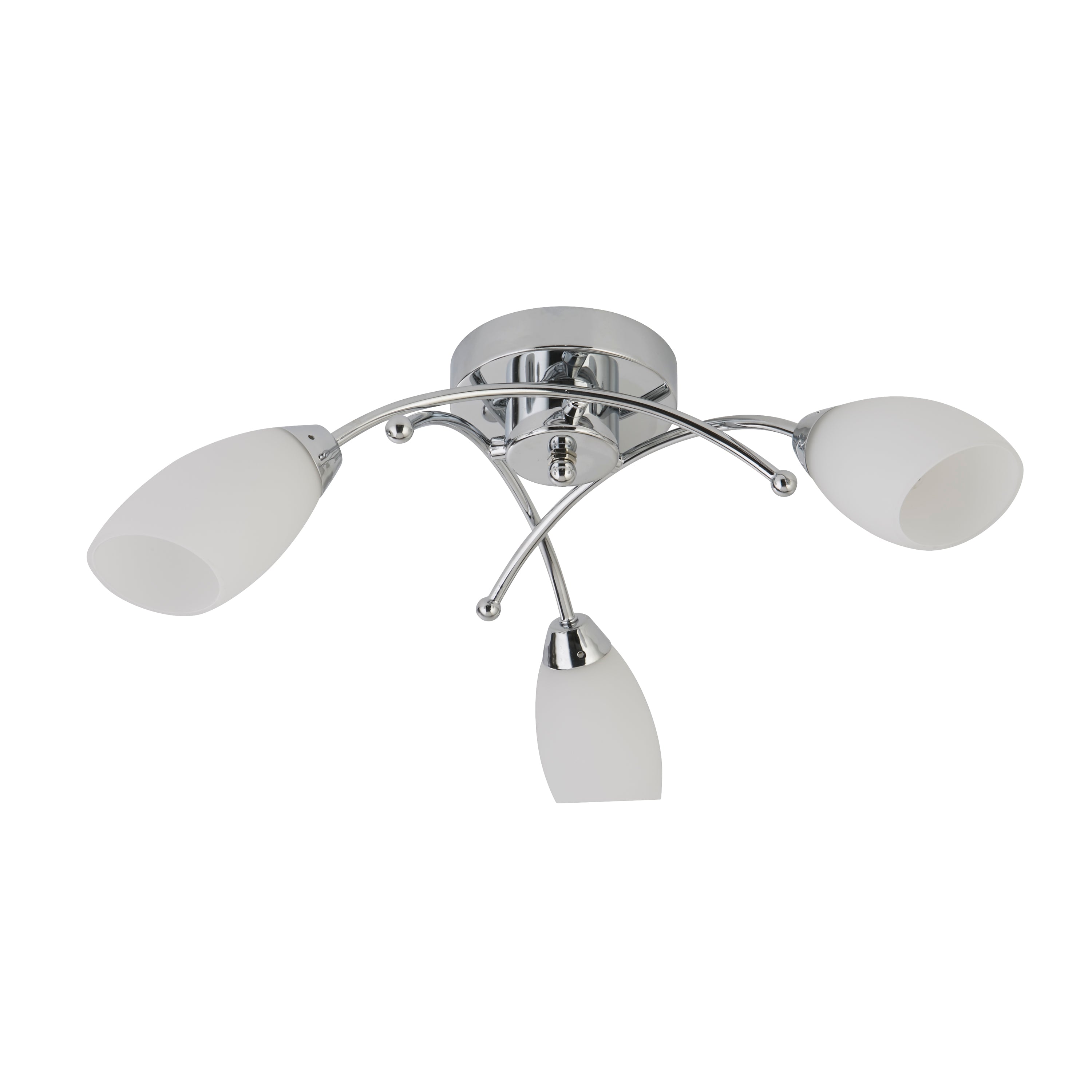 Searchlight Oakfield 3 Light Chrome Flush With Opal Glass