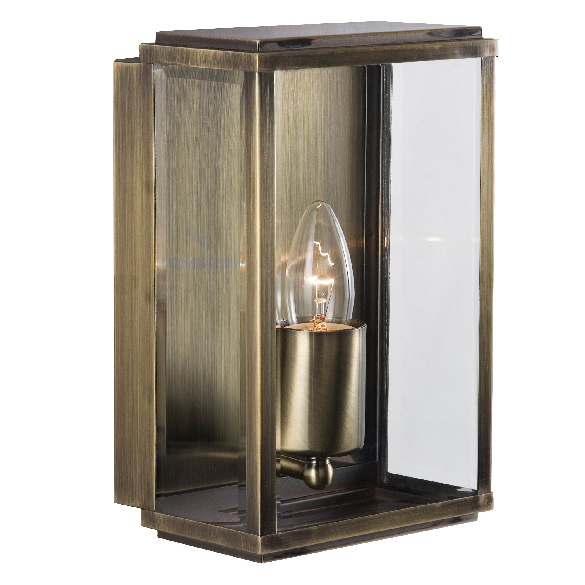 Searchlight Byron Outdoor Wall & Porch Light - Antique Brass & Glass