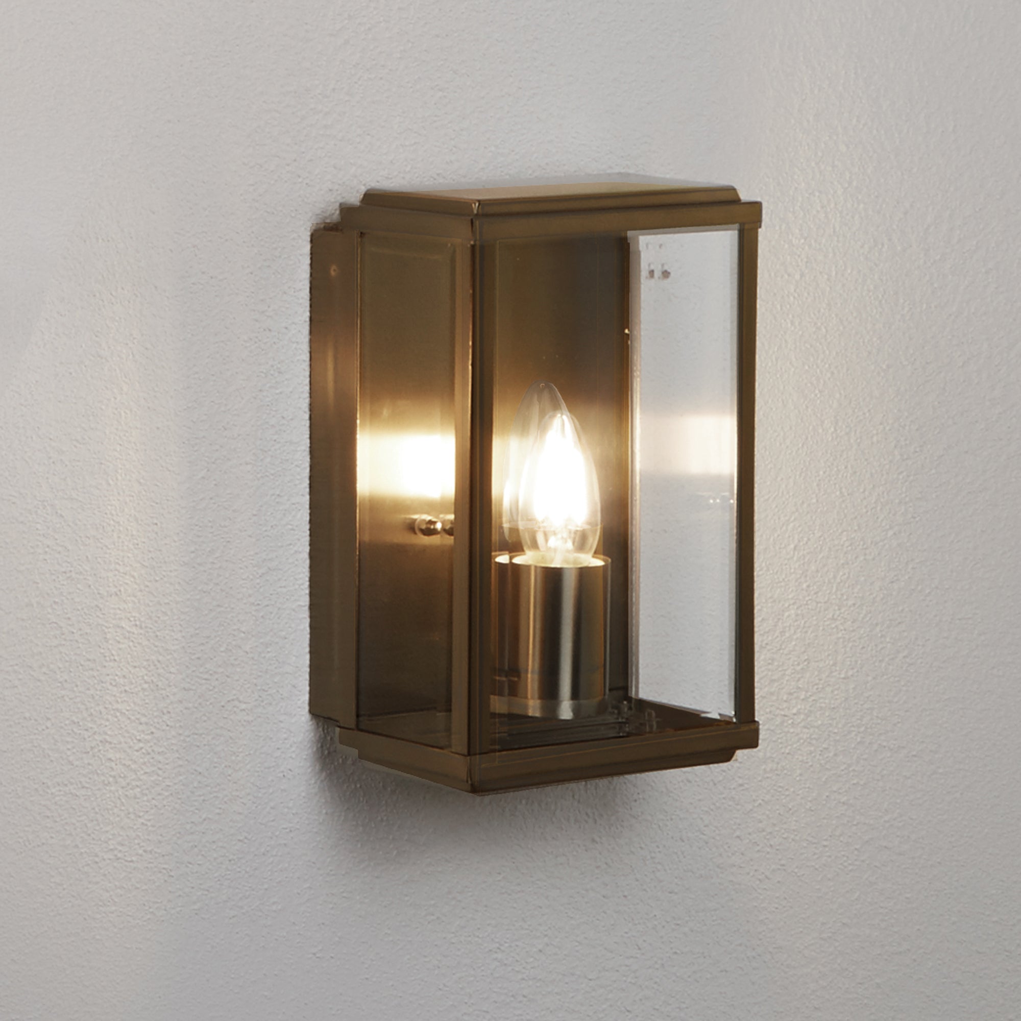 Searchlight Byron Outdoor Wall Light - Rustic Brown & Glass