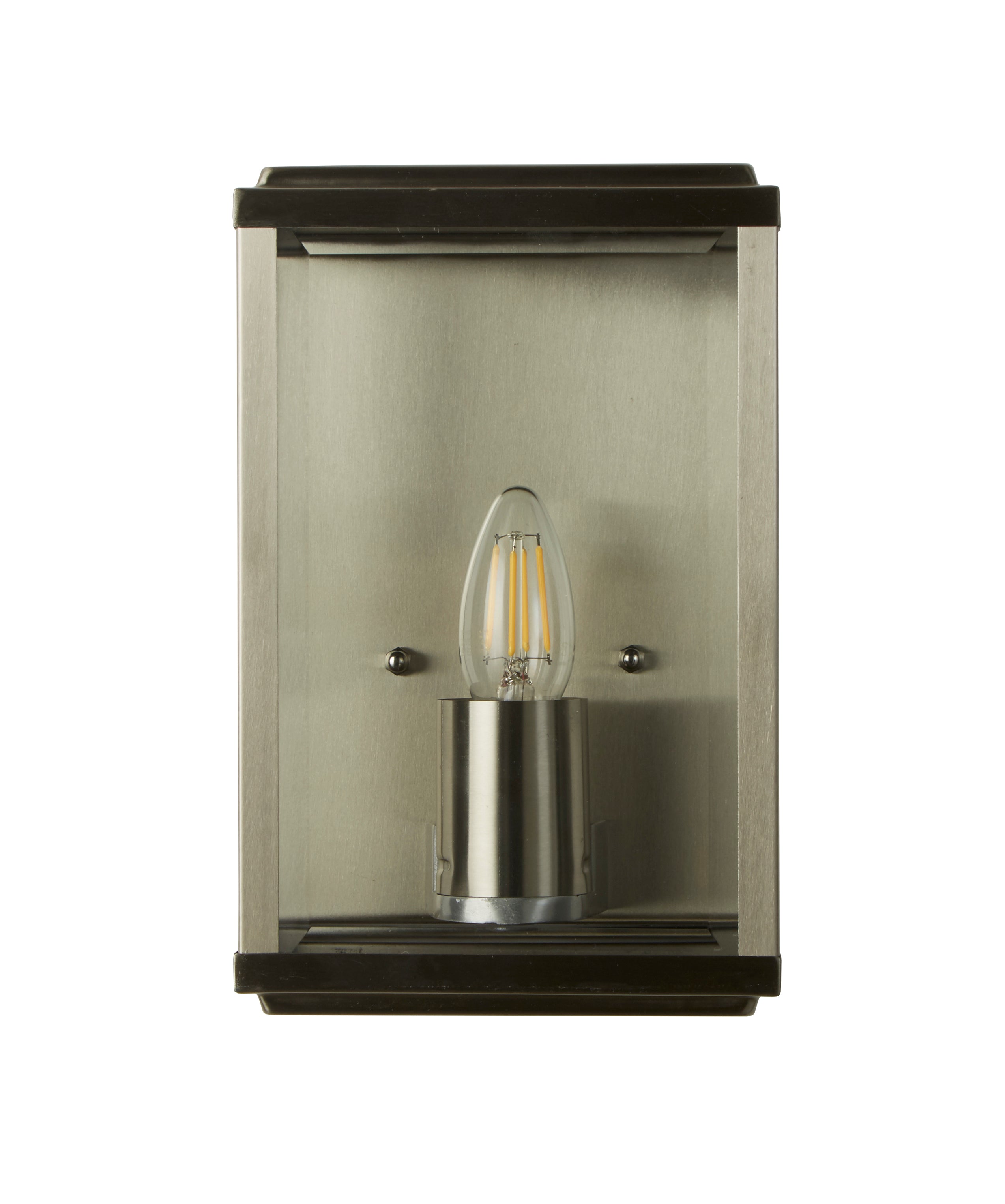 Searchlight Byron Outdoor Wall & Porch Light - Satin Silver & Glass