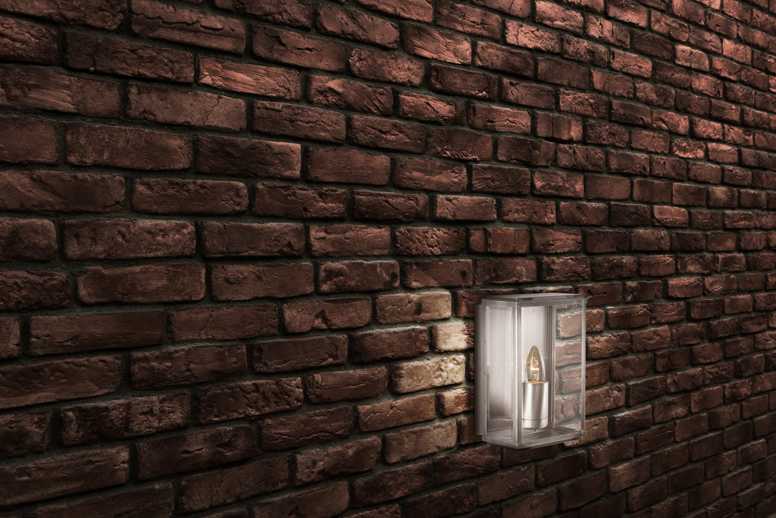 Searchlight Byron Outdoor Wall & Porch Light - Satin Silver & Glass