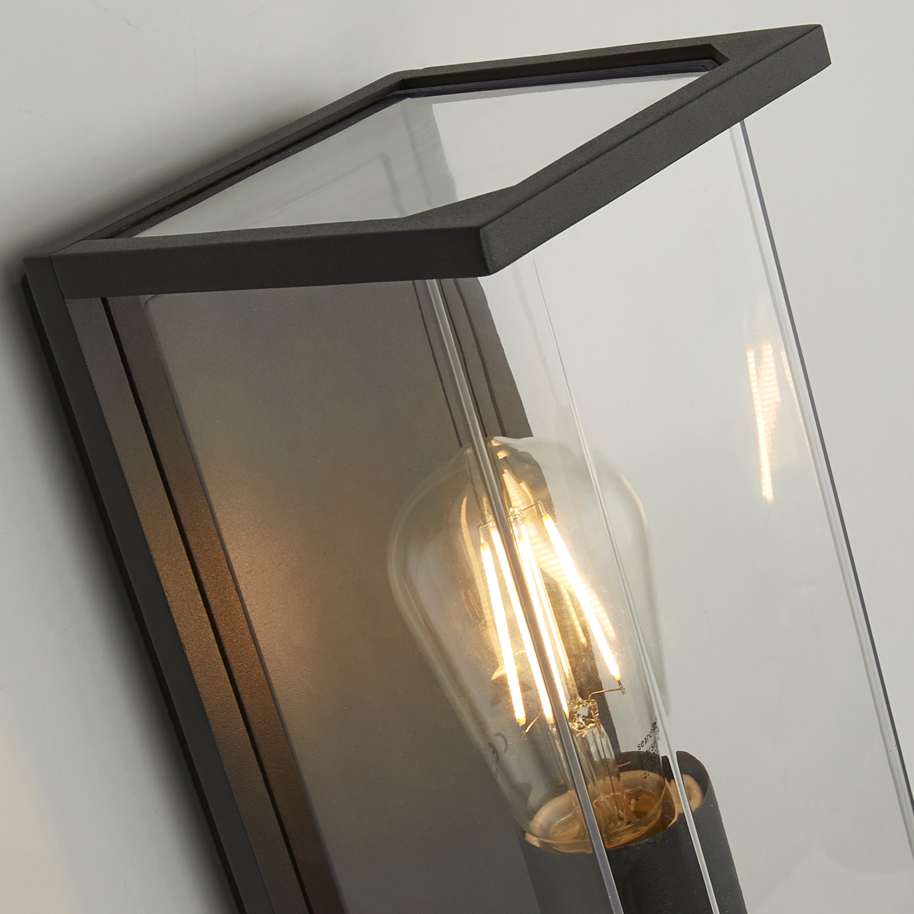 Searchlight Pellew Outdoor Wall Light - Dark Grey & Clear Glass