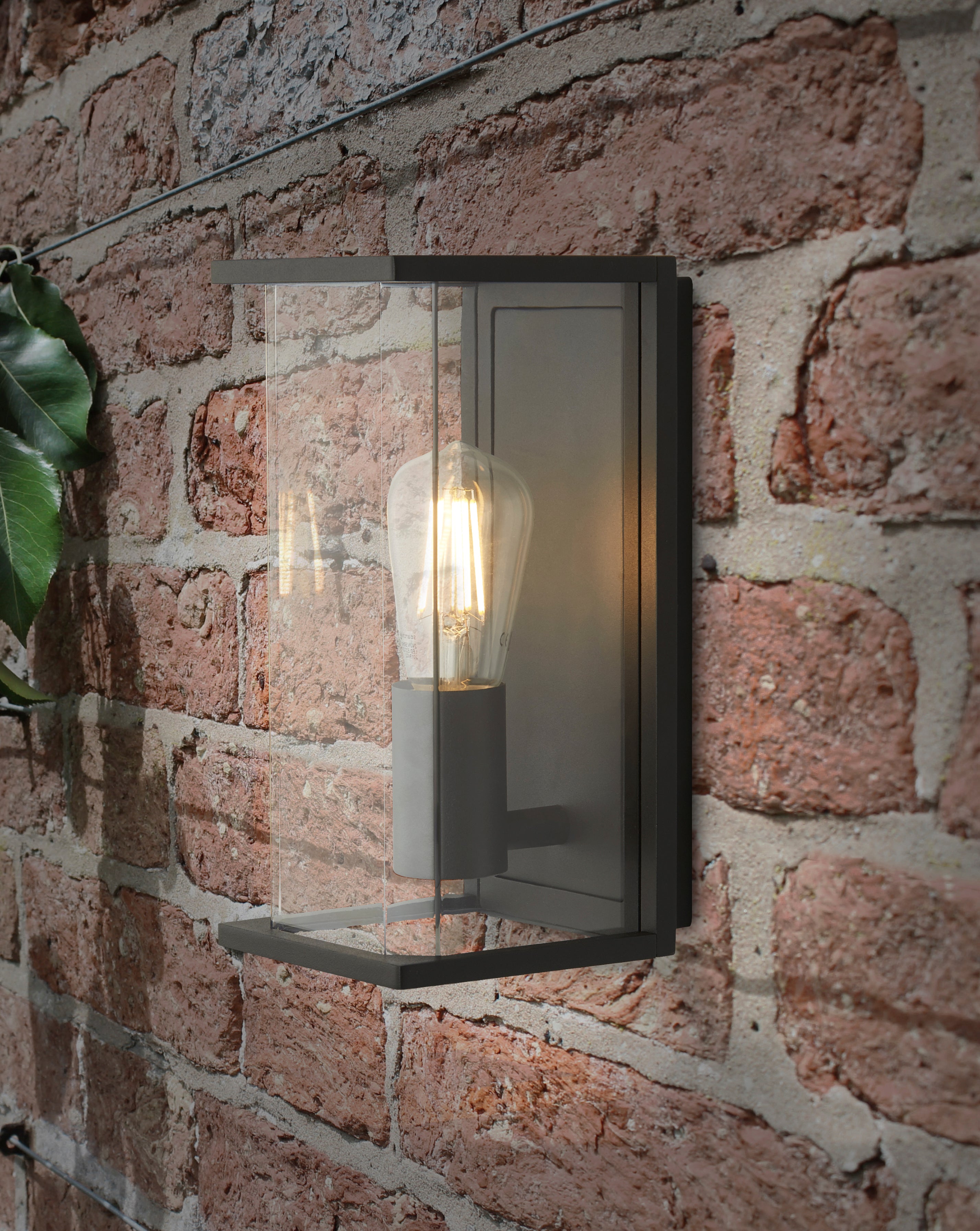 Searchlight Pellew Outdoor Wall Light - Dark Grey & Clear Glass