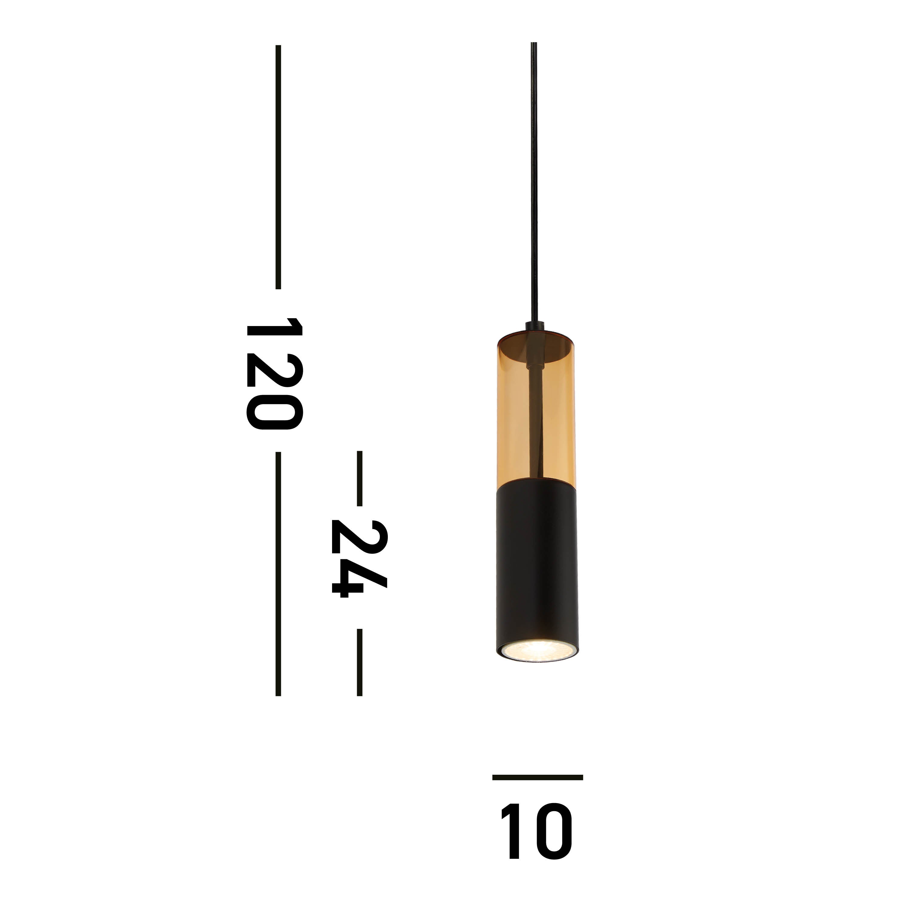 Searchlight Maud Ceiling Pendant - Amber Acrylic & Black