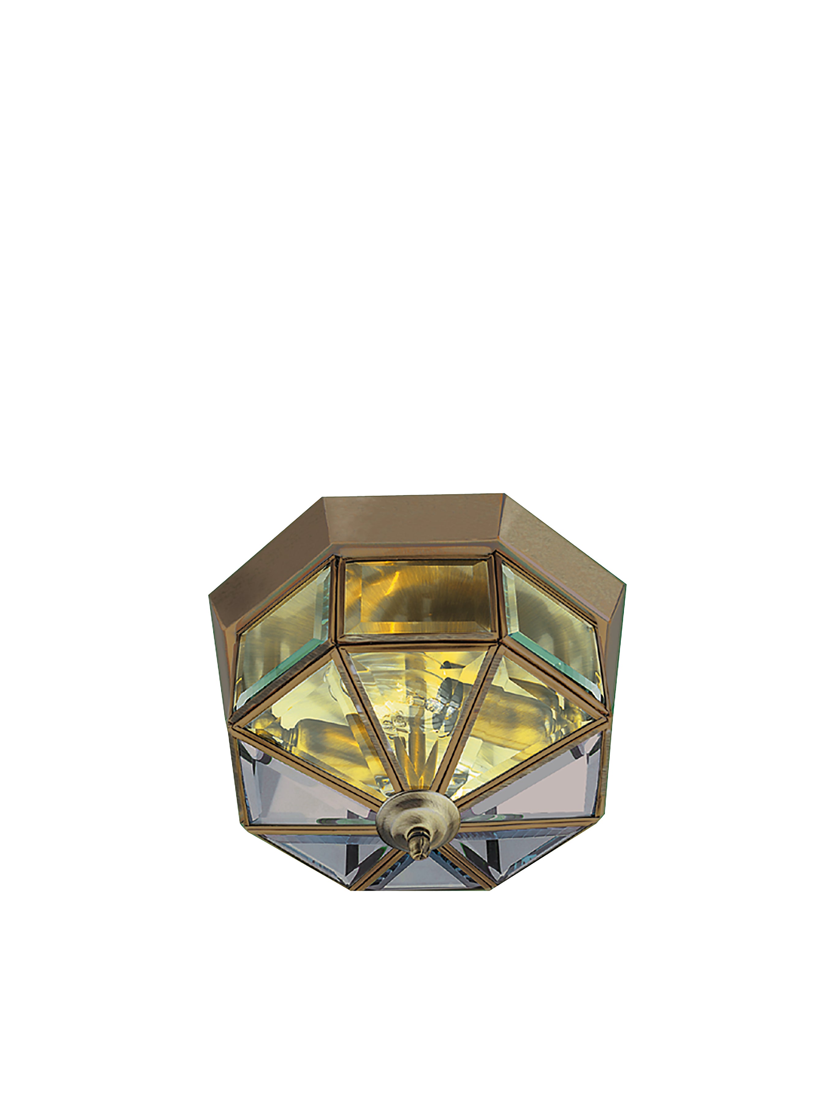 Searchlight Angela Antique Brass Flush Light With Clear Glass Fitting