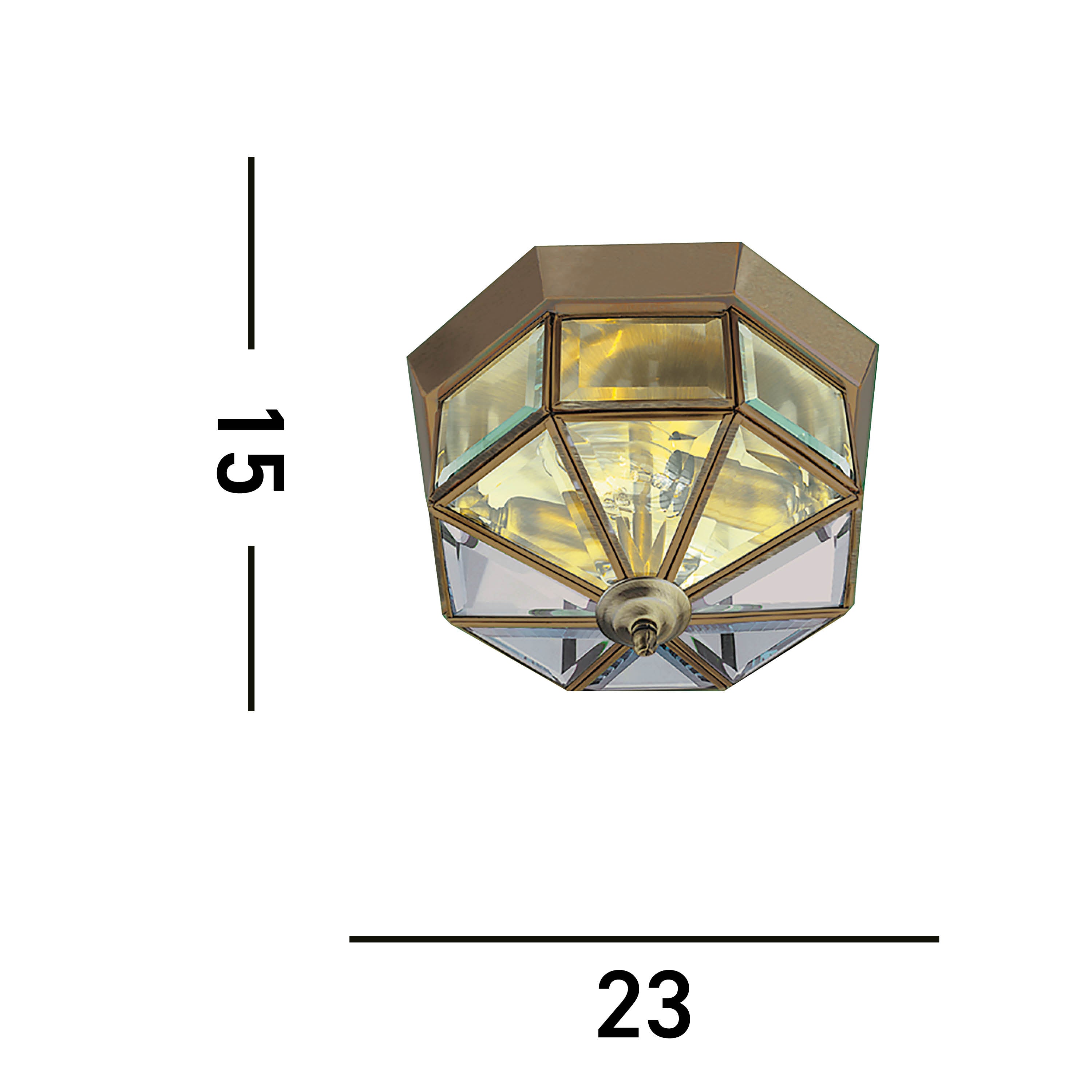 Searchlight Angela Antique Brass Flush Light With Clear Glass Fitting