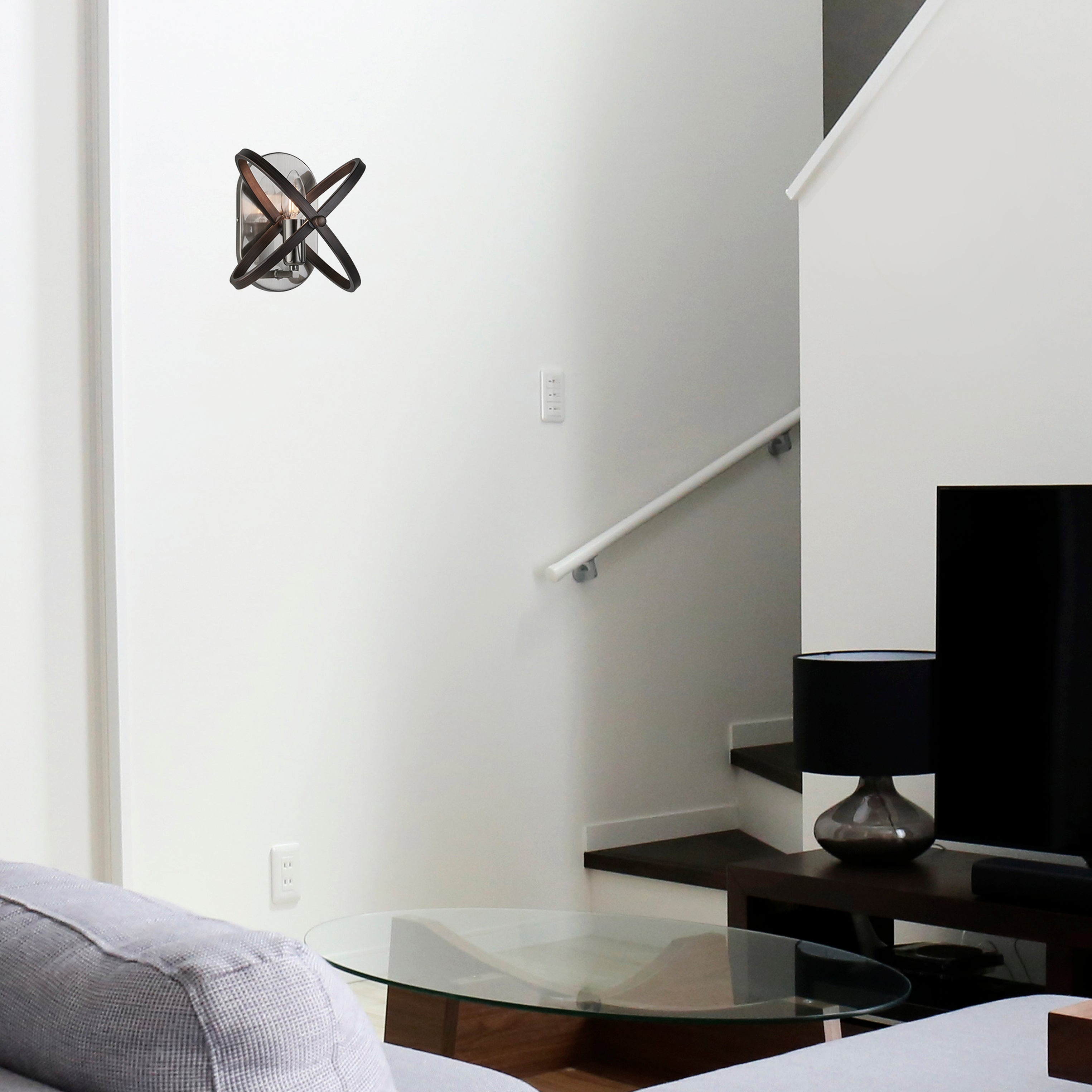 Searchlight Harding Single Wall Light - Pewter & Black Metal