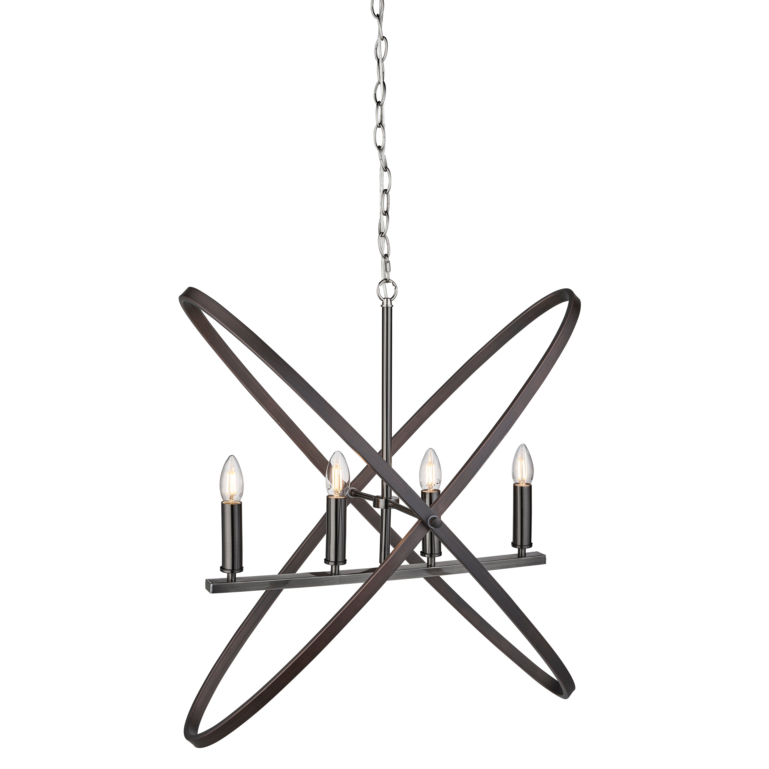 Searchlight Harding 4 Light Pendant, Pewter